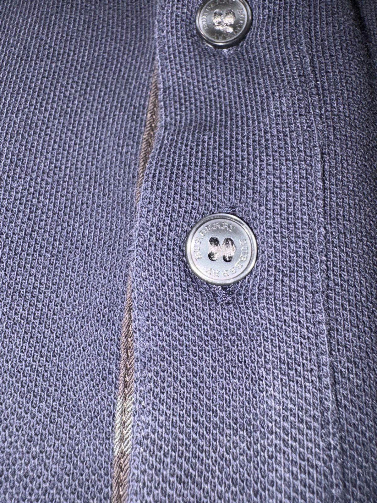 Burberry Prorsum Burberry Brit Navy Piqué Polo - Tonal Logo - Small Size US XXS / EU 40 - 9 Thumbnail