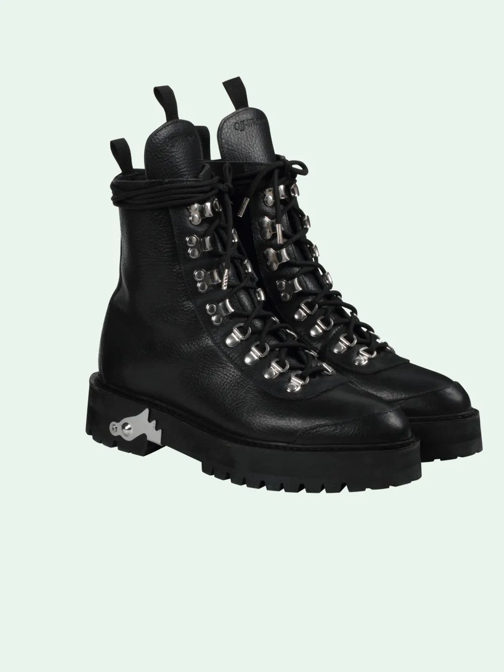 Off-White o1gr1nt0125 Leather Hiking Boots in Black Size US 6 / IT 36 - 2 Thumbnail