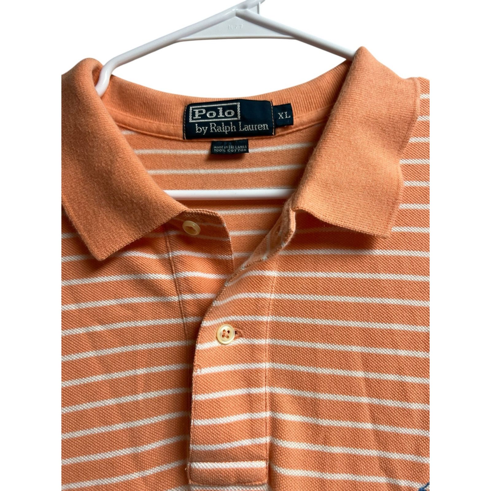Ralph Lauren Polo by Ralph Lauren Peach White Polo Embroidered Logo XL Size US XL / EU 56 / 4 - 4 Thumbnail
