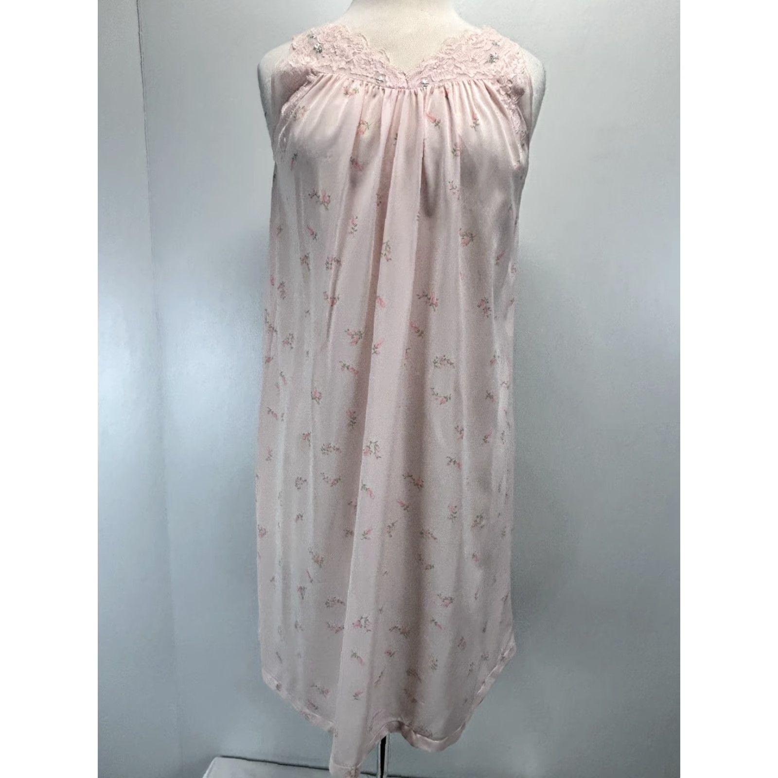 Vintage VINTAGE Shadowline 1970s Nylon Peignoir Set Small Pink Floral Sleepwear Womens Size ONE SIZE - 2 Thumbnail