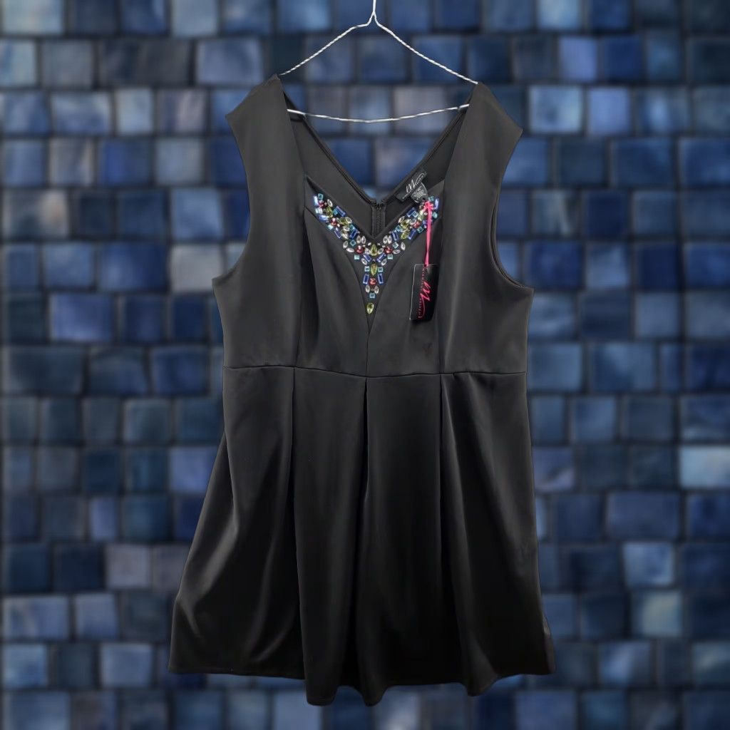 Velvet Midnight Velvet Co Jeweled Neckline V Neck Dress Women's Plus SZ 3X Velour NEW Dress Size XXL / US 16-18 / IT 52-54 - 1 Thumbnail