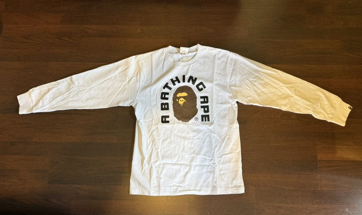 Bape A Bathing Ape White Long Sleeve Cotton T-Shirt Size US M / EU 48-50 / 2 - 3 Thumbnail