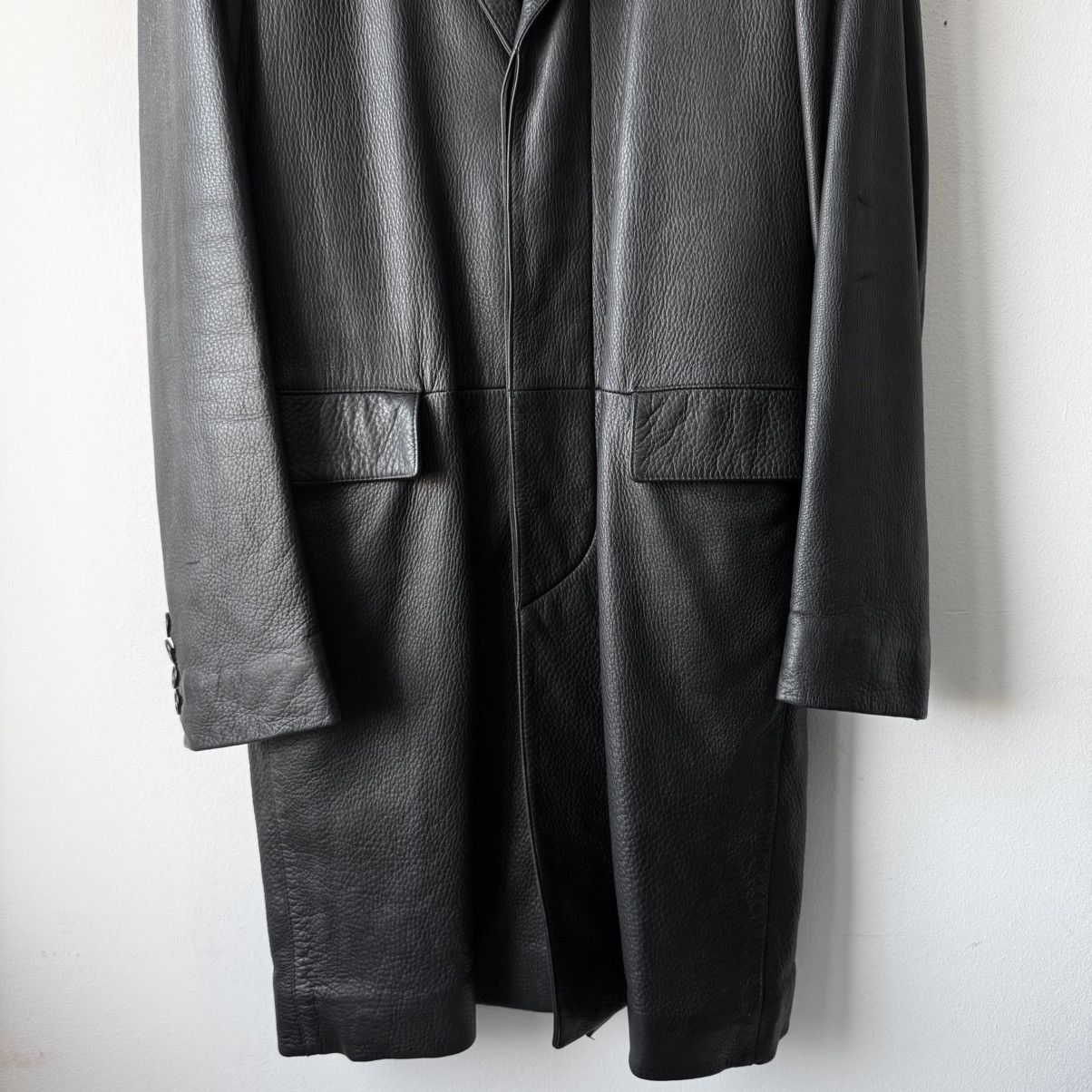 Prada Prada 2000’s Black Deer Leather Insulated Overcoat Size US M / EU 48-50 / 2 - 3 Thumbnail