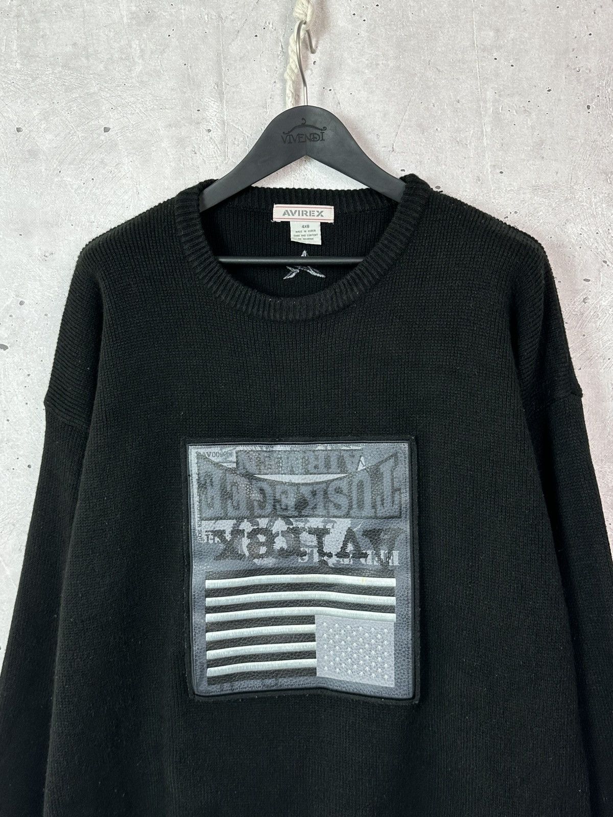 Avirex × Vintage Y2K Vintage Avirex Oversized Black Knit Sweater Size US XXL / EU 58 / 5 - 2 Thumbnail