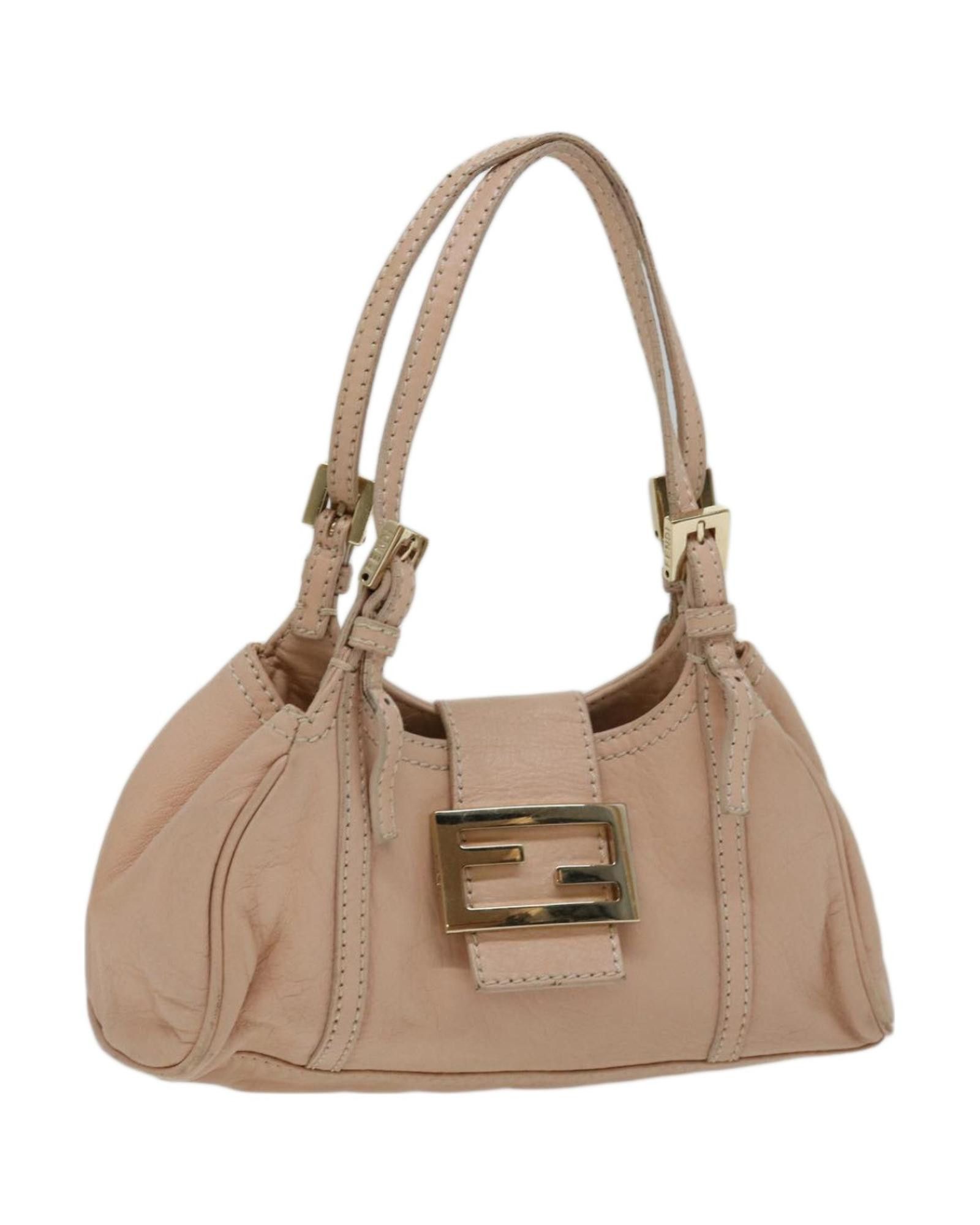 image of Fendi Luxurious Pink Leather Hand Bag With Sleek Silhouette And Refined Design, Women's