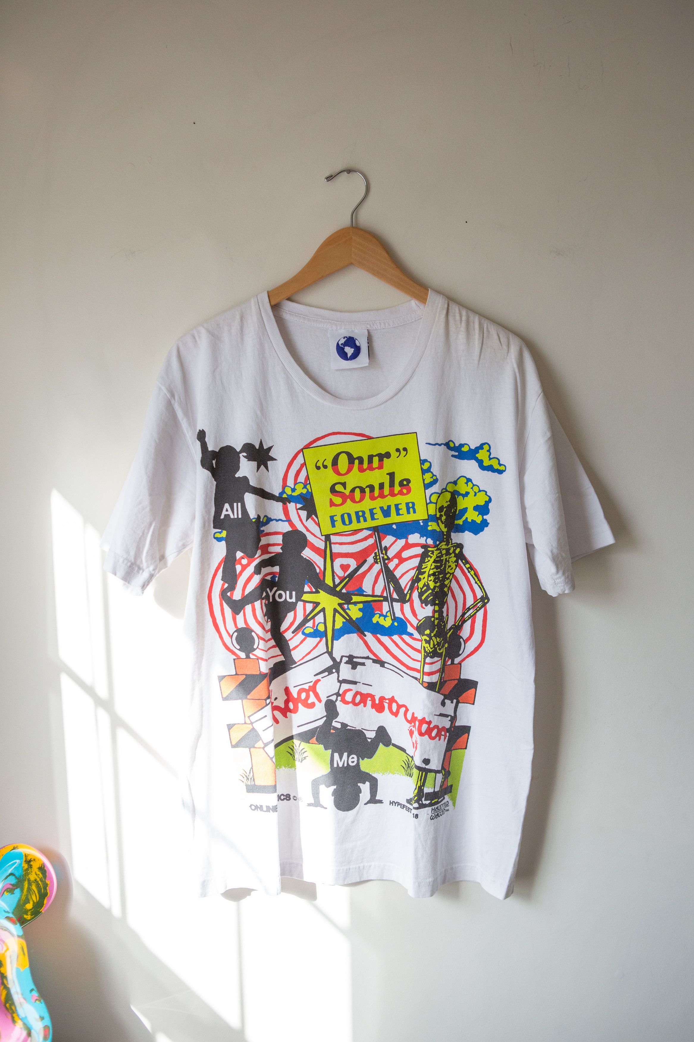 image of Hype x Online Ceramics “Our Souls Forever" Tee T Shirt L in White, Men's (Size Large)