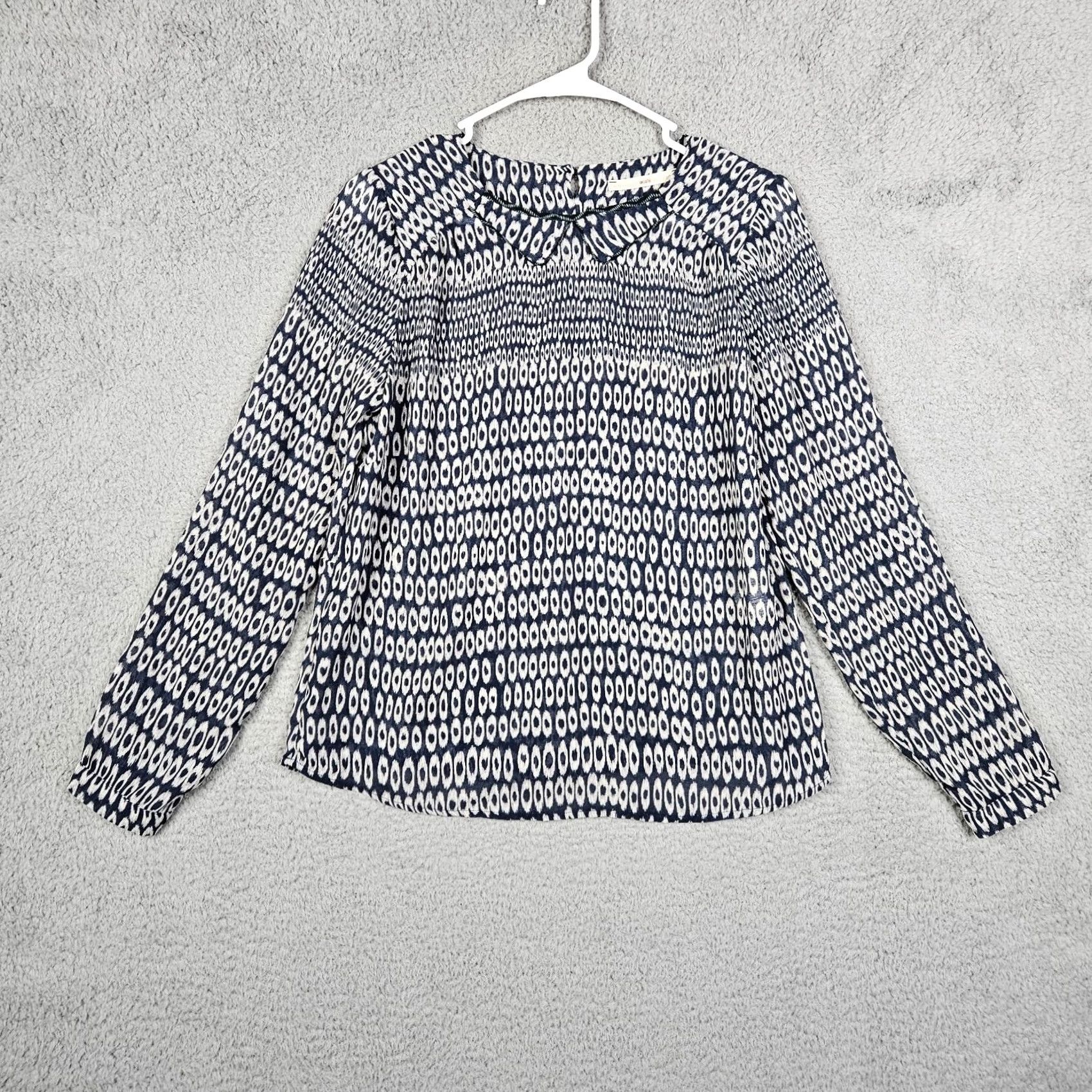 Vintage Acote Women’s blue white pattern Keyhole Casual Bouse Size 1 Size XS / US 0-2 / IT 36-38 - 2 Thumbnail