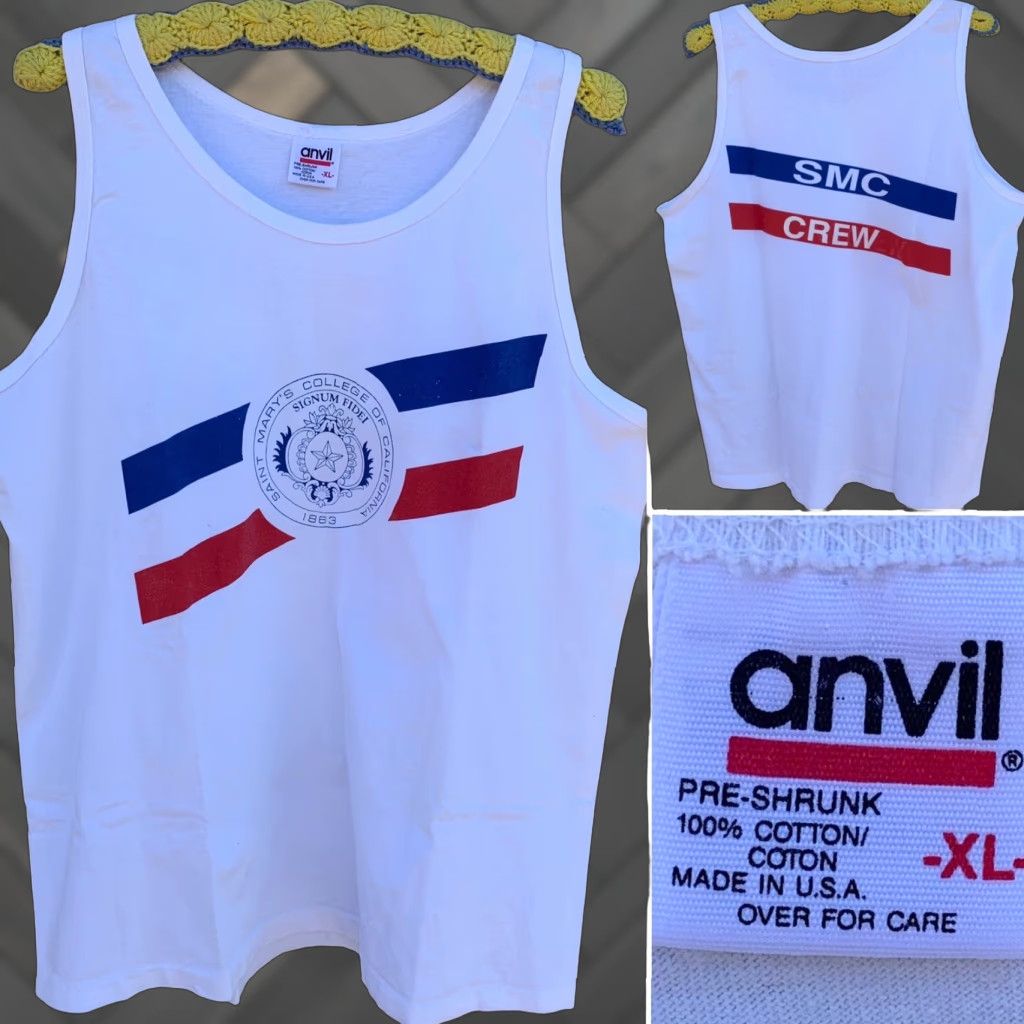 Anvil VINTAGE Saint Mary’s College of California tank top SMC CREW XL White Anvil Graphic Tank Top Womens Size US XL / EU 56 / 4 - 1 Thumbnail
