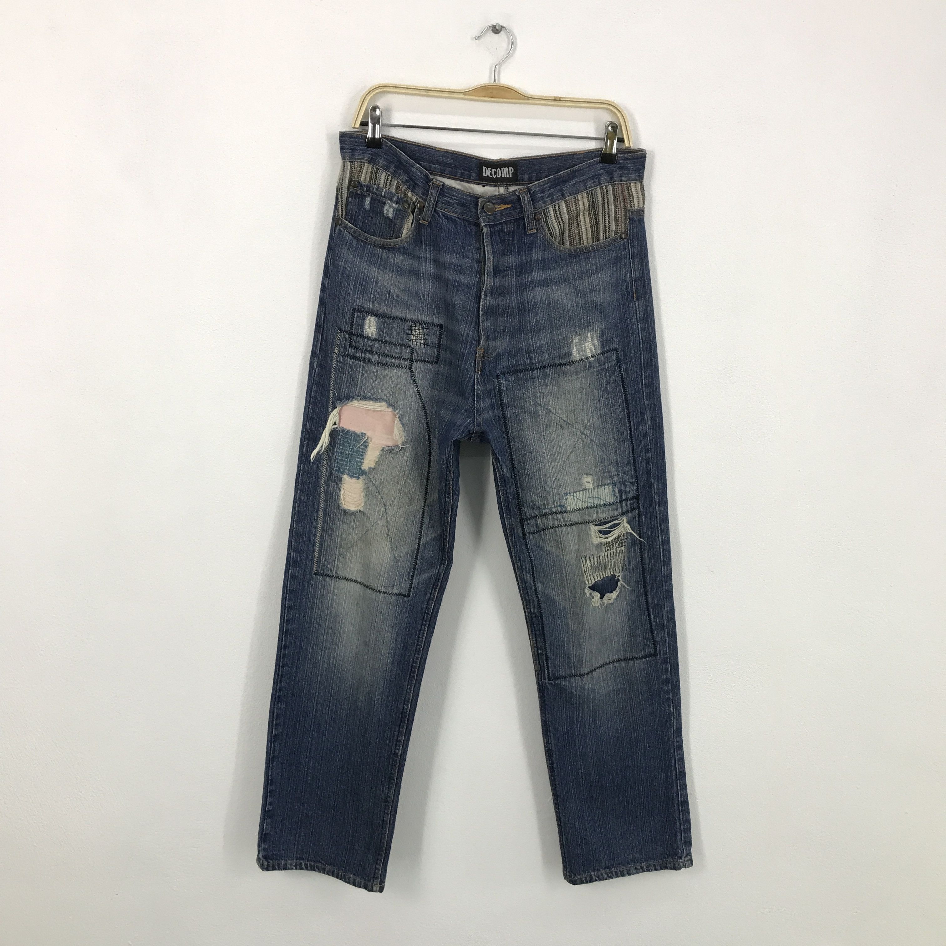 Japanese Brand decomp Baggy patchwork style denim jean Size US 31 - 1 Thumbnail