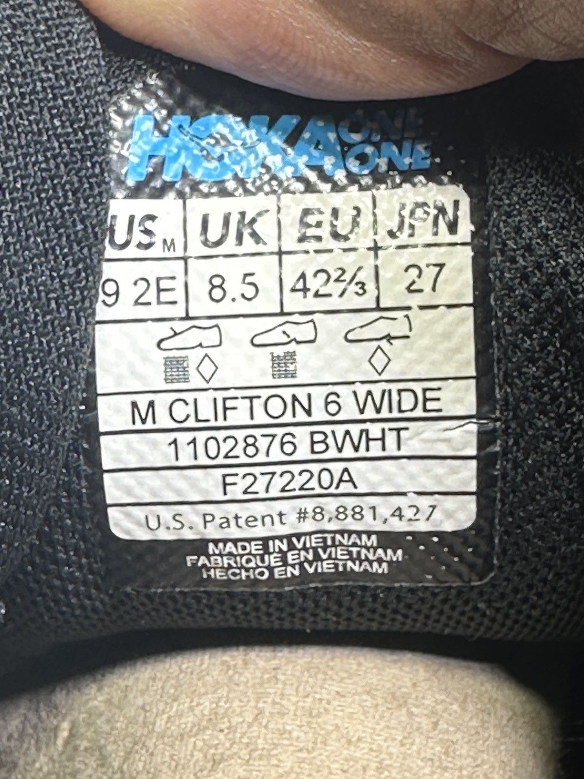 Hoka PreOwned Hoka Clifton 6 Men's 9 2E Wide Black Size US 9 / EU 42 - 7 Thumbnail