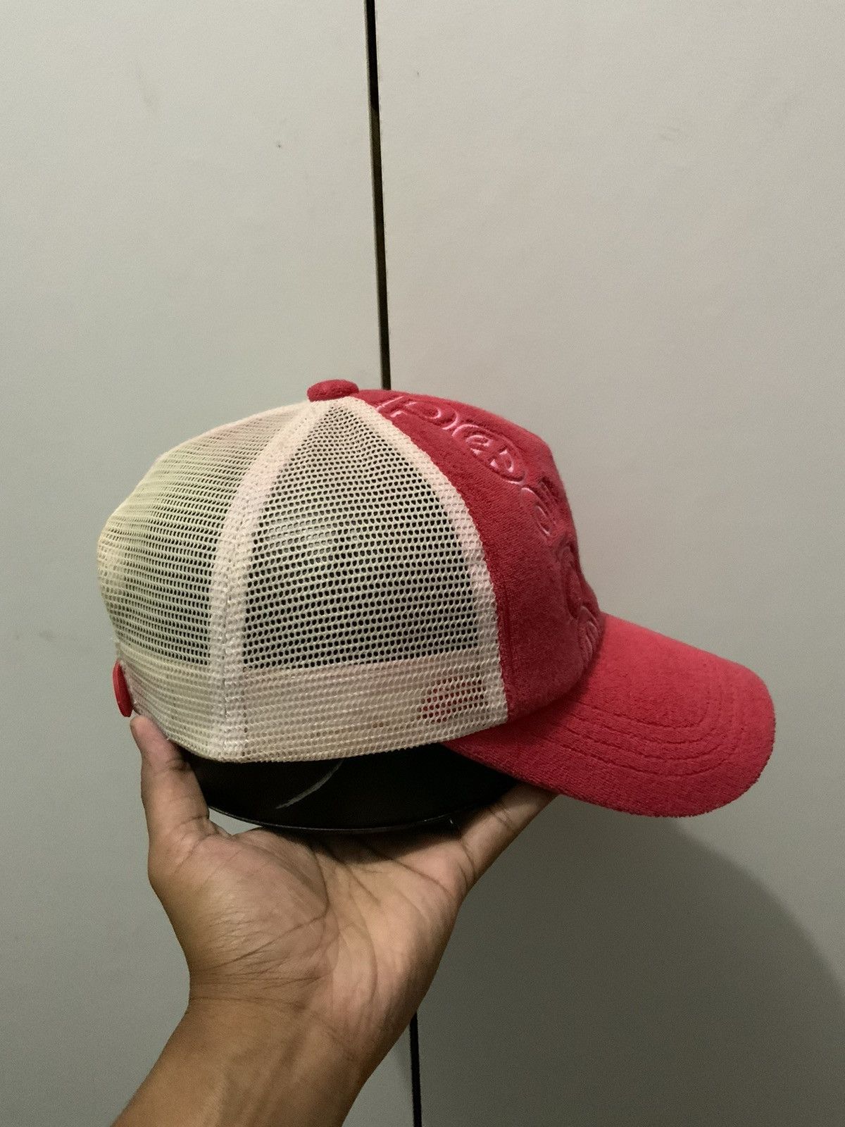 Japanese Brand Peace Mohair Fur Fade Red Trucker Hat Size ONE SIZE - 5 Thumbnail