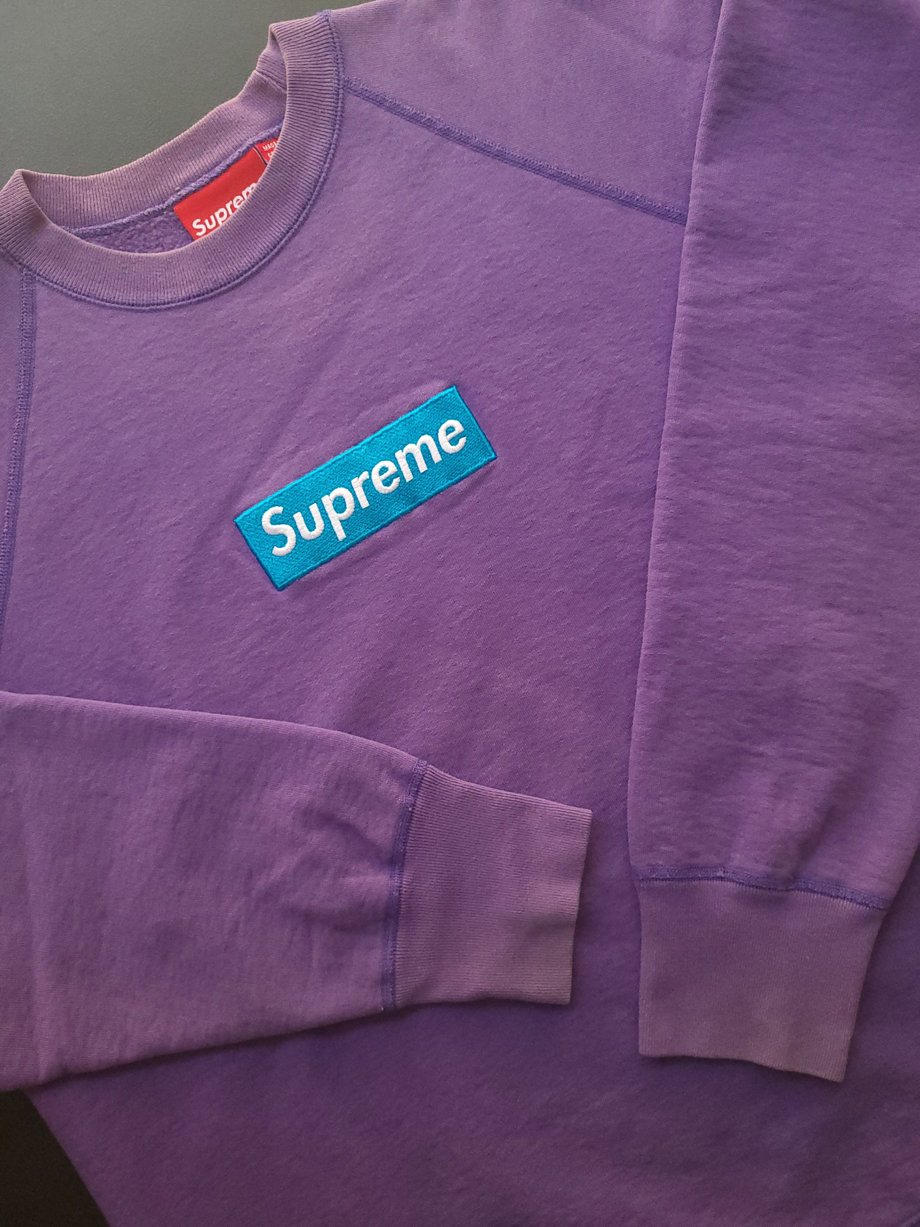 image of Supreme Teal On Purple Box Logo Crewneck 2006, Men's (Size XL)