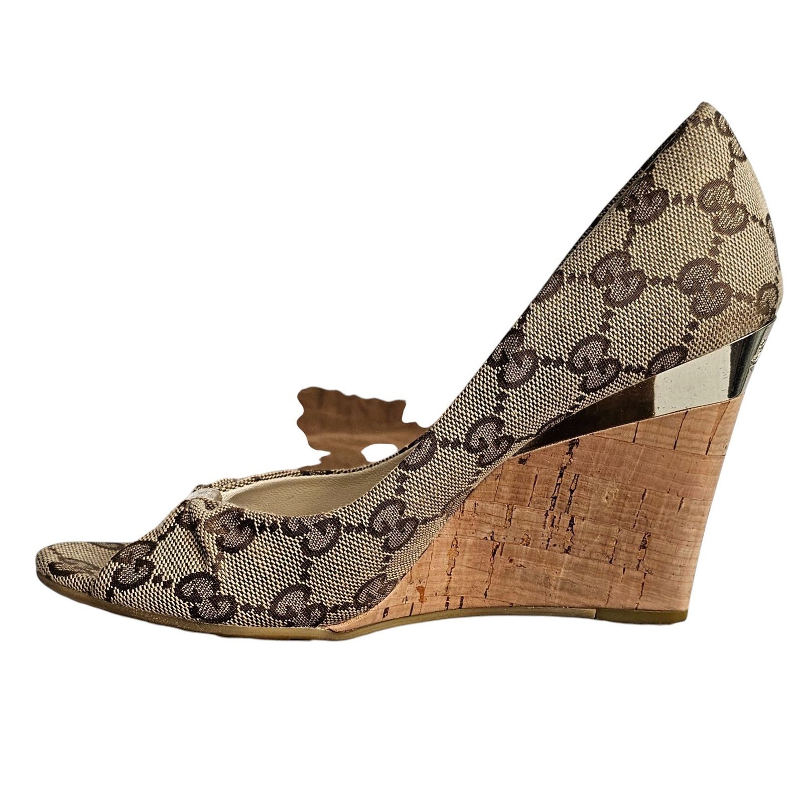 Gucci Gucci GG canvas peep-toe Cyprus cork wedge Size 5B Size US 5 / IT 35 - 15 Thumbnail