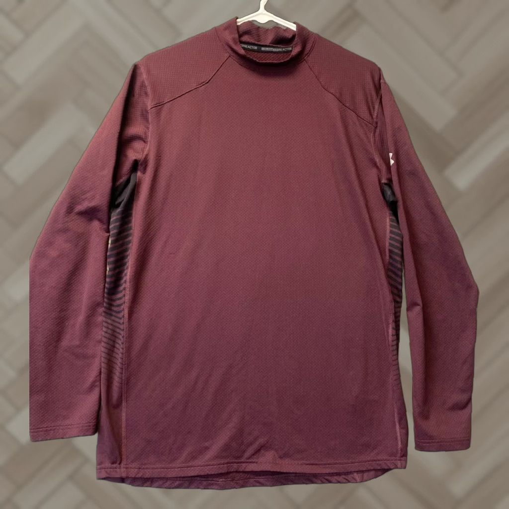 Under Armour VINTAGE Under Armour Shirt Men Long Sleeve Mock Neck Maroon Large 38-74 Outdoor Mens Size US L / EU 52-54 / 3 - 1 Thumbnail