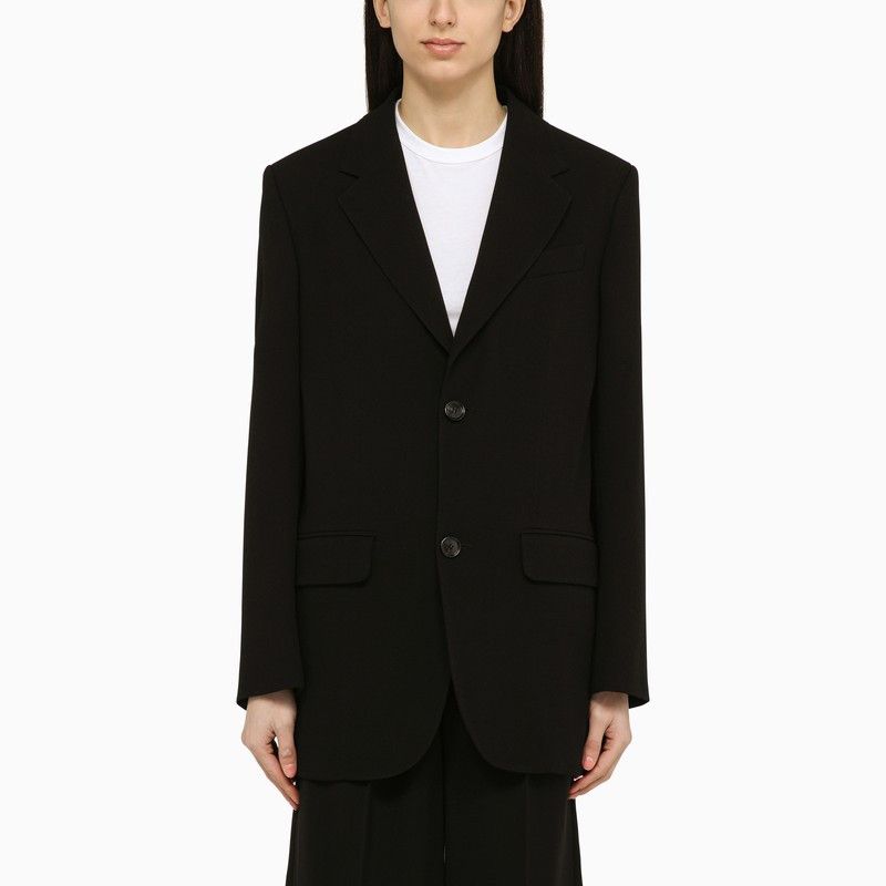 Image of Ami Paris Black Single-Breasted Jacket In Wool, Women's (Size XS)