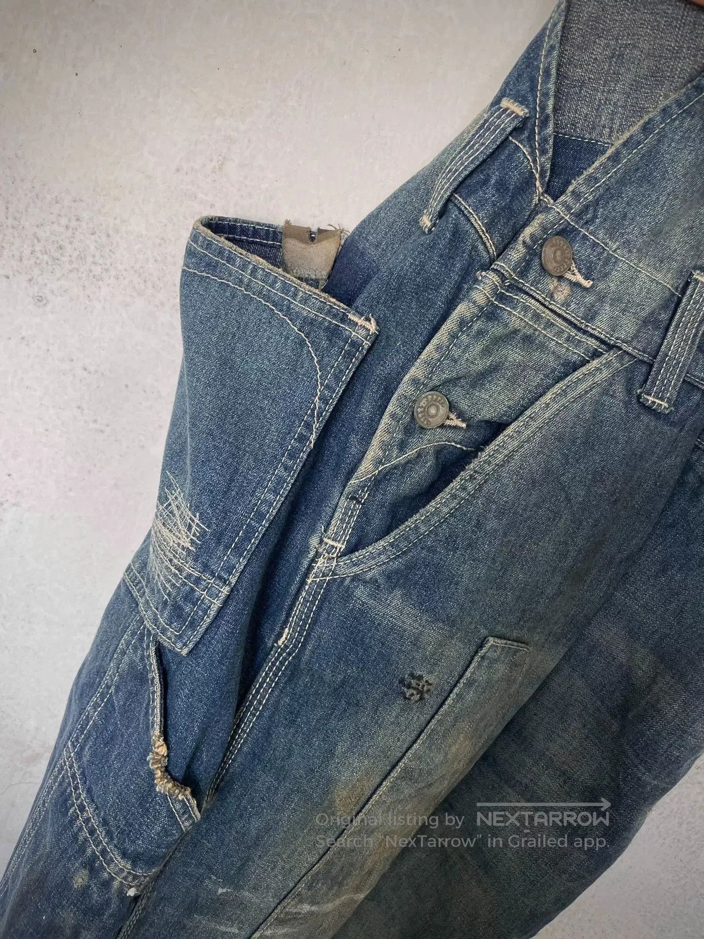 Vintage Distressed Vintage Patch Cargo Overalls. Size US 31 - 9 Thumbnail