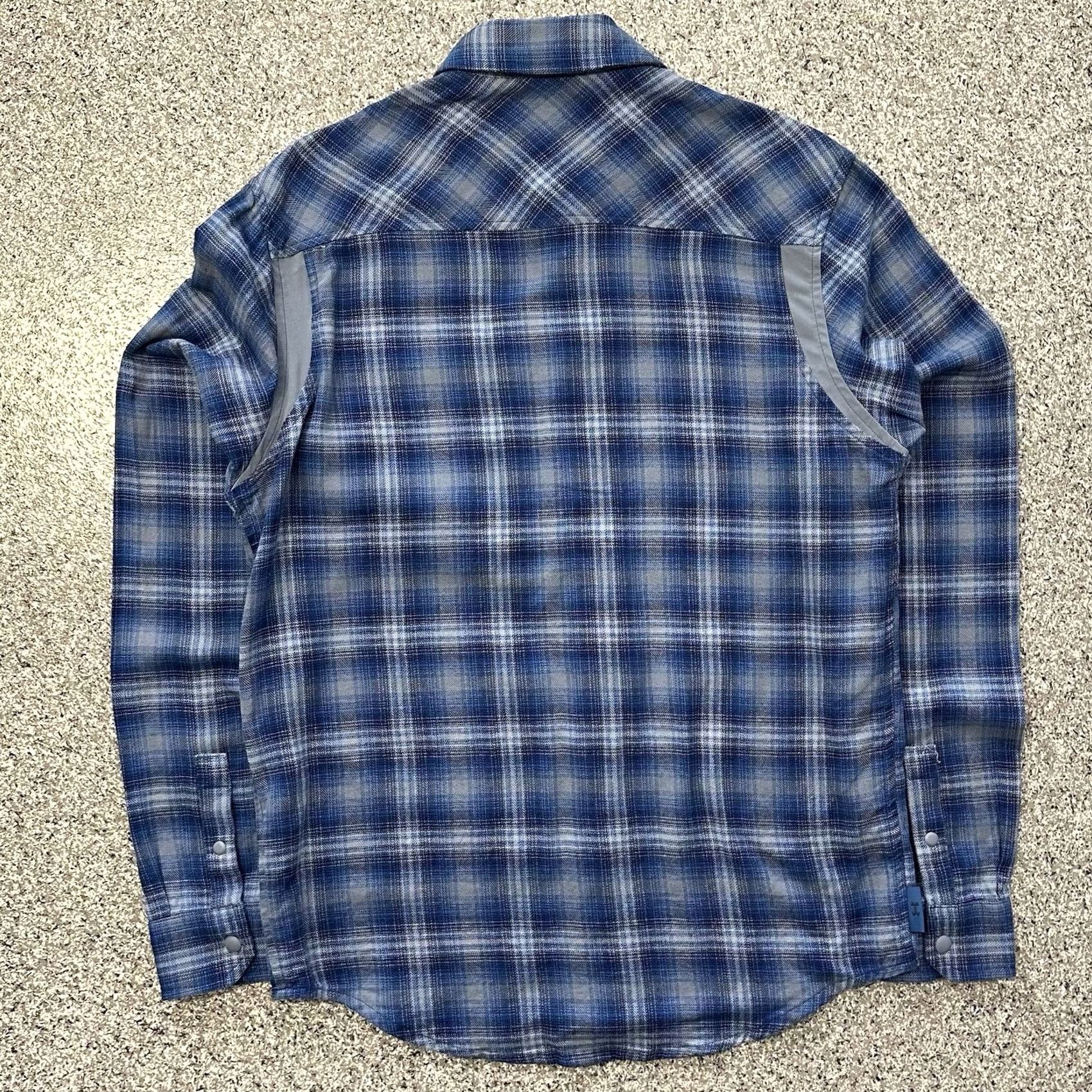 Under Armour Under Armour Tradesman Flex Flannel Long Sleeve Snap Button Shirt Mens M Blue Size US M / EU 48-50 / 2 - 6 Thumbnail