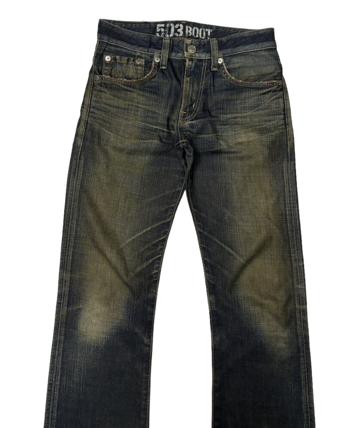 14th Addiction FLARED🔥EDWIN 503 MUD WASH BOOTCUT WAXED DENIM JEANS Size US 32 / EU 48 - 7 Thumbnail