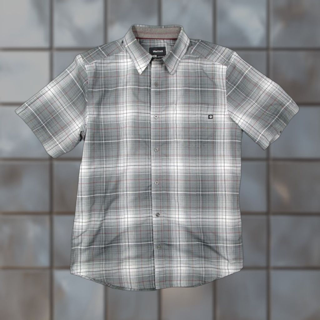 Marmot Marmot Shirt Mens Medium Gray Plaid Button-Up Performance Lightweight Short Sleeve Outdoors Work Casual Wear Size US M / EU 48-50 / 2 - 1 Thumbnail