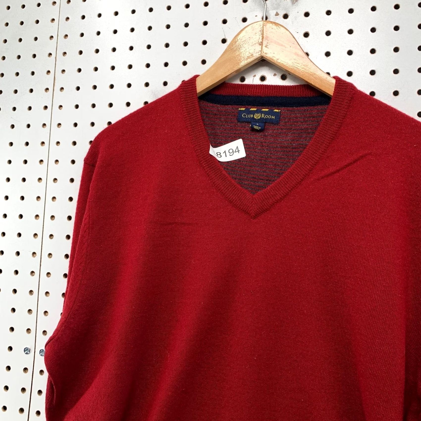 Club Room Club Room Merino Wool Sweater Mens Large Red V Neck Lightweight Preppy Work Size US L / EU 52-54 / 3 - 7 Thumbnail