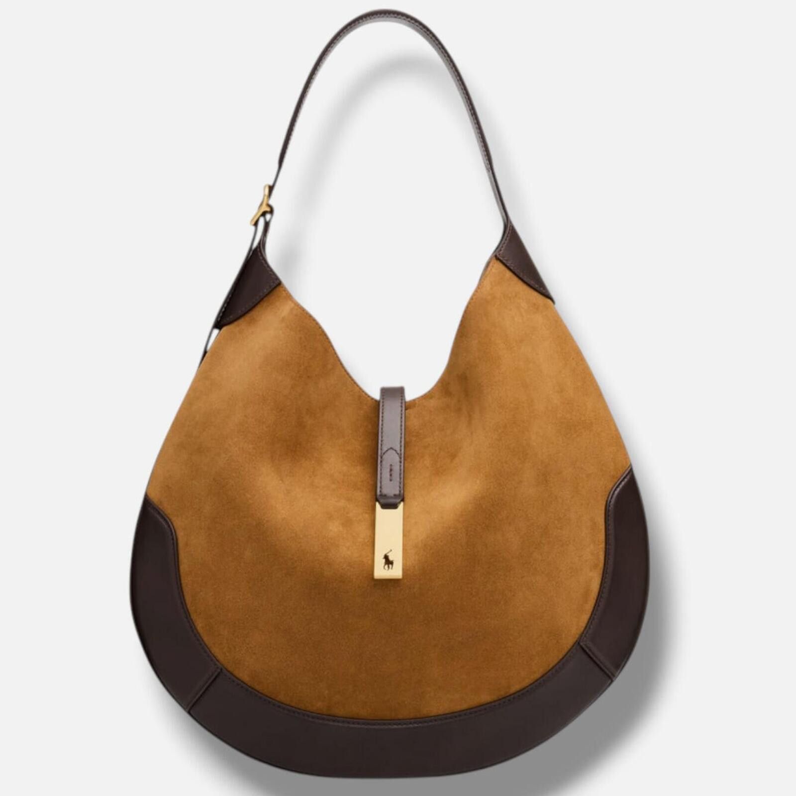 Polo Ralph Lauren Polo ID Ralph Lauren Women's Brown Suede Large Shoulder Bag Size ONE SIZE - 1 Thumbnail