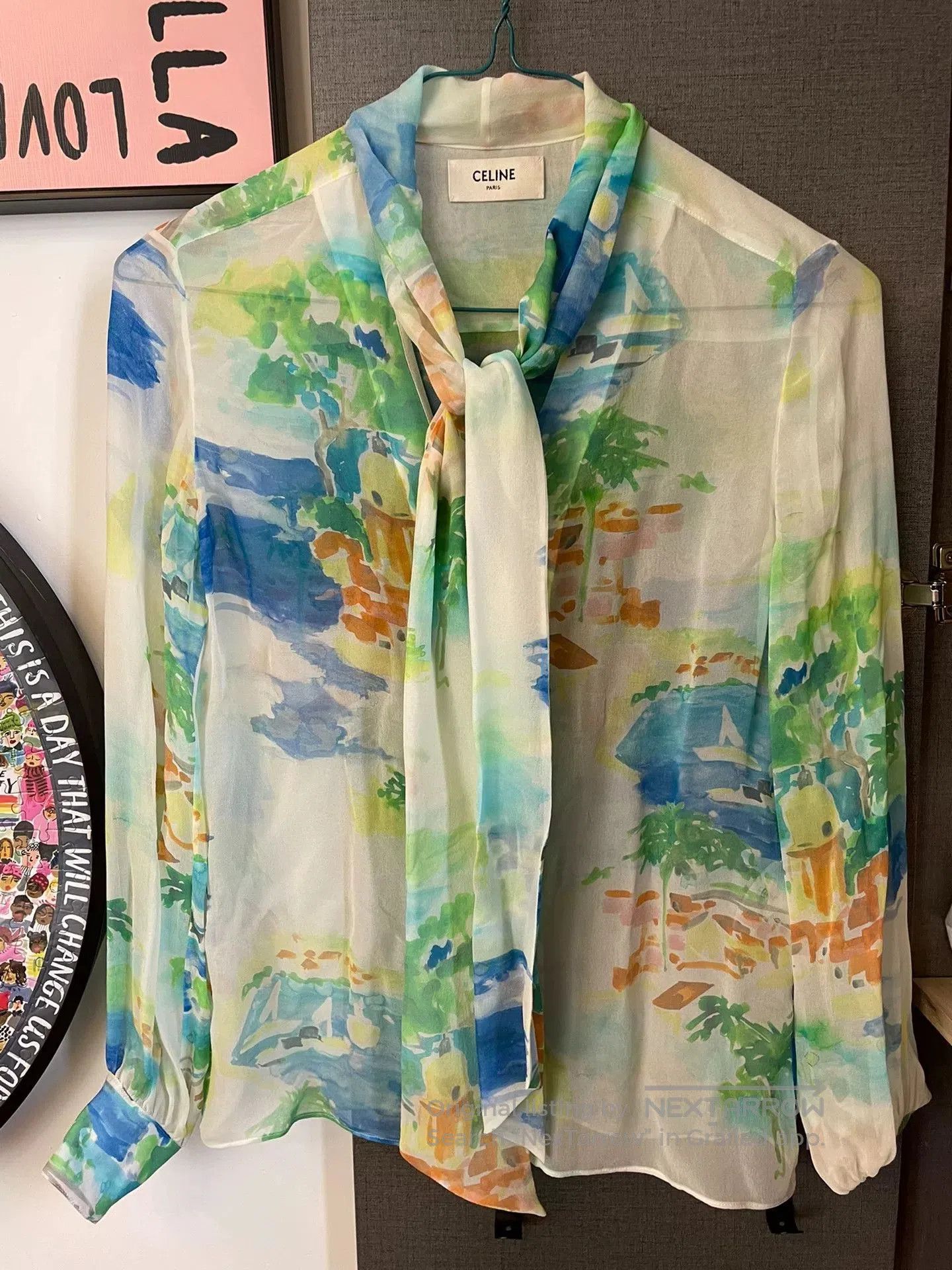 Celine Celine Silk Watercolor Print Shirt. Size XXS / US 00 / IT 34 - 1 Thumbnail