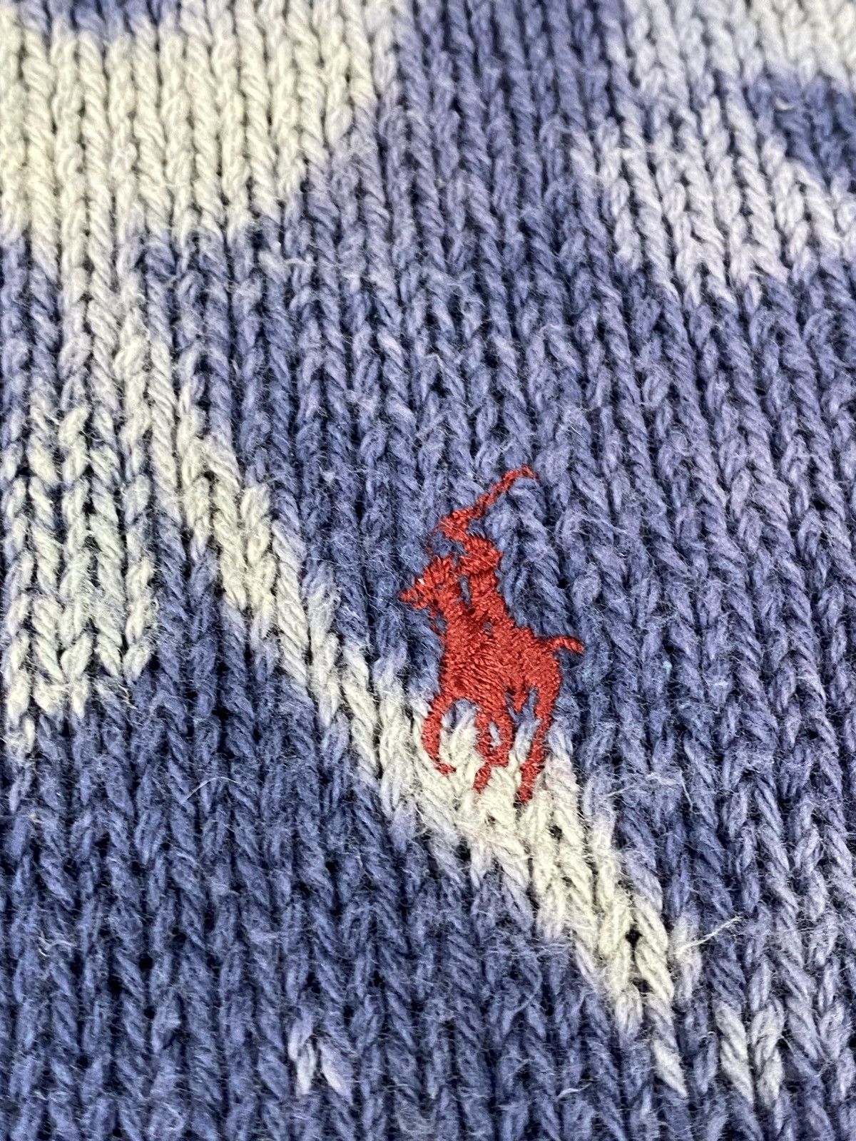 Polo Ralph Lauren × Vintage VTG Acid Dyed Blue Hong Kong Ralph Lauren Cable Knit Sweater Size US XL / EU 56 / 4 - 8 Thumbnail