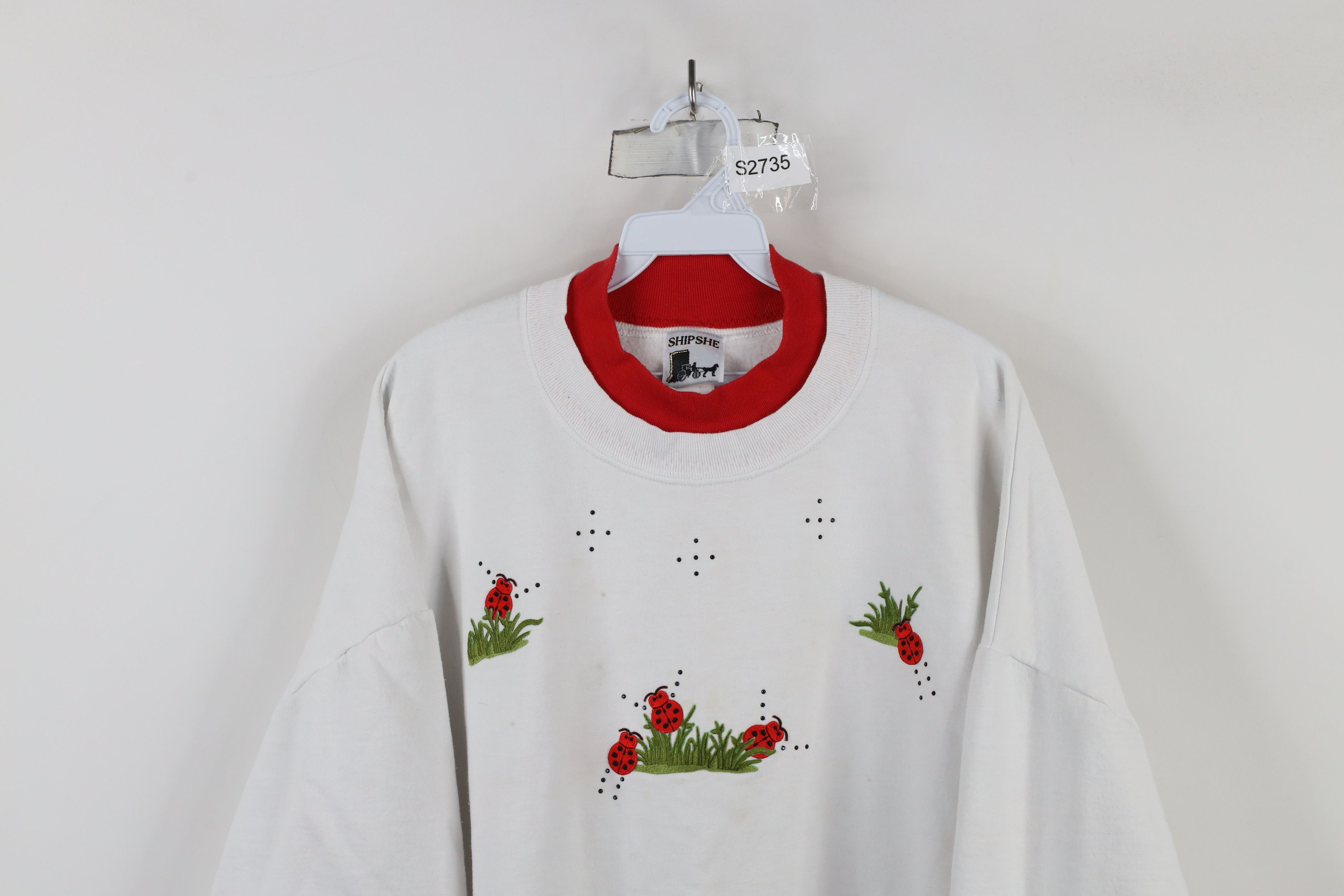Vintage Vintage 90s Streetwear Nature Ladybug Sweatshirt White Size XXL / US 16-18 / IT 52-54 - 2 Thumbnail