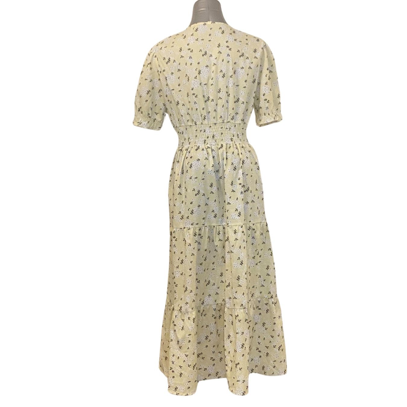 Shein Yellow Floral Midi Dress Size L / US 10 / IT 46 - 2 Thumbnail