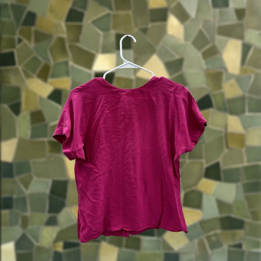 Pinko Valerie Stevens Womens Blouse Size 8P Pink Silk Short Sleeve Button-Up VTG Back VTG Size M / US 6-8 / IT 42-44 - 1 Thumbnail