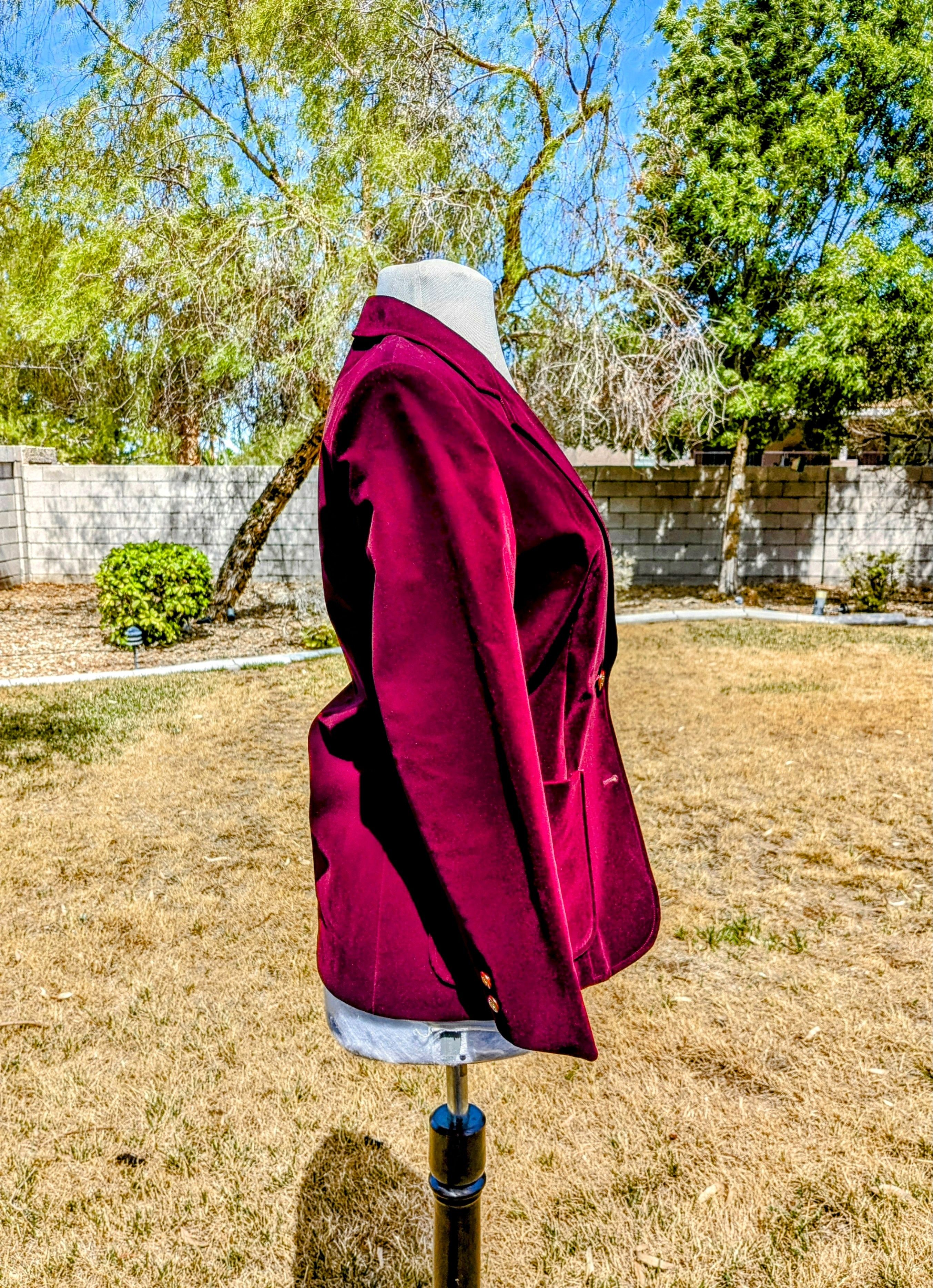 Vintage Howdy Vintage Velvet Burgundy/Maroon 2-Button Blazer Jacket Size M / US 6-8 / IT 42-44 - 3 Thumbnail