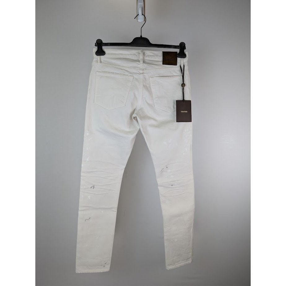 Tom Ford o1rshd1 Denim Slim Jeans in Aged Gum White Size US 32 / EU 48 - 11 Thumbnail