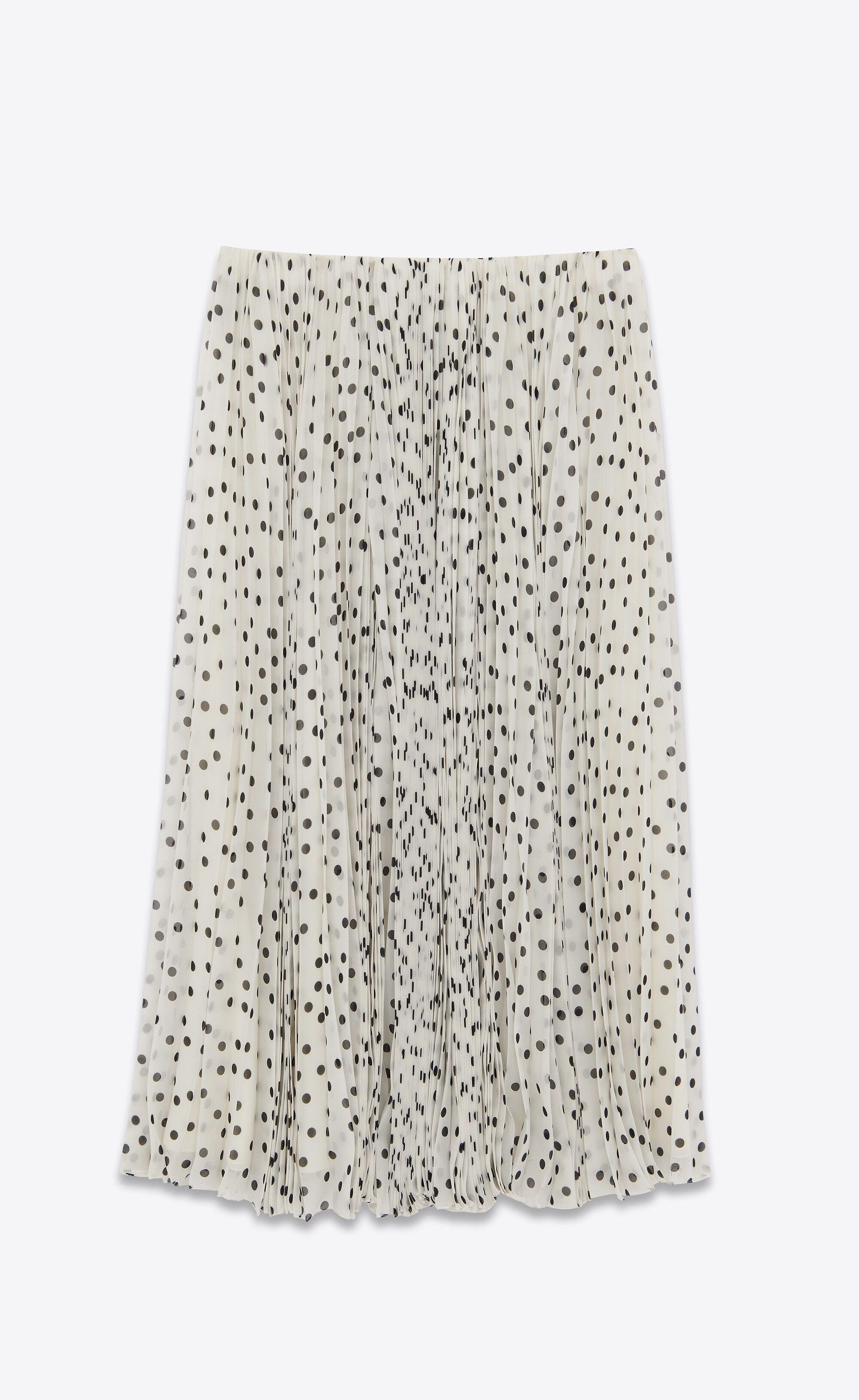 Saint Laurent Paris o1s1wg111024 Pleated Midi Skirt in Polka-Dot Silk Georgette Size 27" / US 4 / IT 40 - 1 Thumbnail