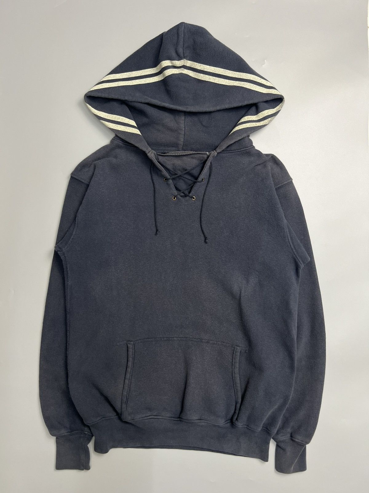 Kapital Vintage 1990s Kapital Blue Navy Pullover 2M White Stripe Size US S / EU 44-46 / 1 - 1 Thumbnail