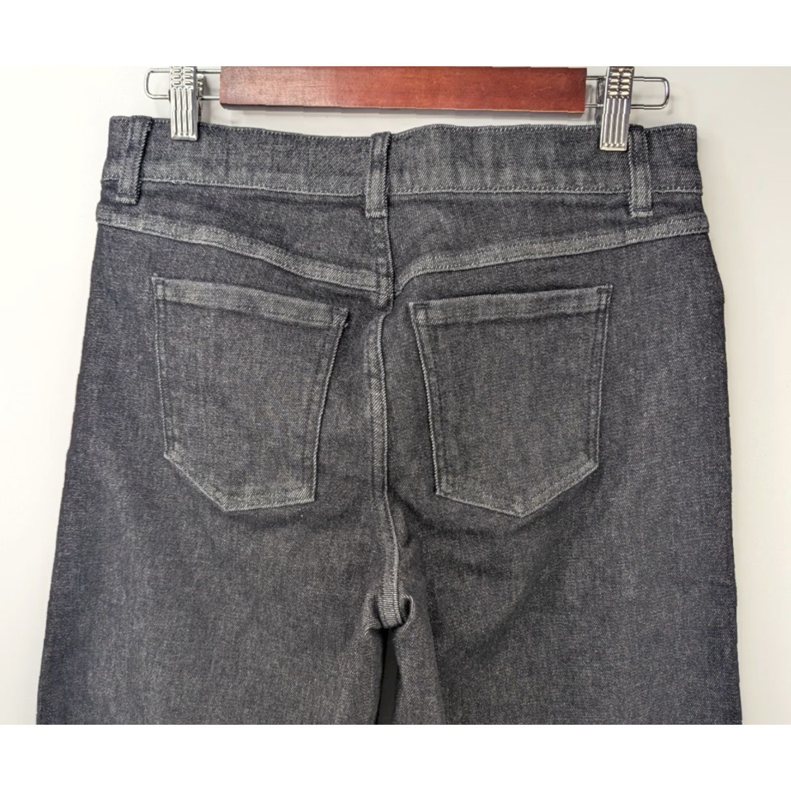 Spanx SPANX Jeans Women's Medium Charcoal Wide-Leg Pull-On High Rise Stretch 20521Q Denim Black Size 32" / US 10 / IT 46 - 5 Thumbnail