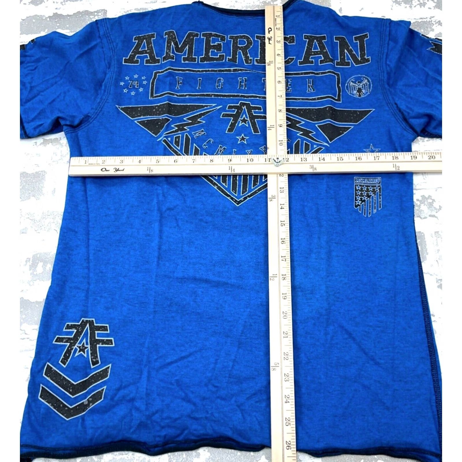 Vintage American Fighter Shirt Men Medium Blue Tee Reversible MMA Adult Two Sided Boxing Size US M / EU 48-50 / 2 - 6 Thumbnail