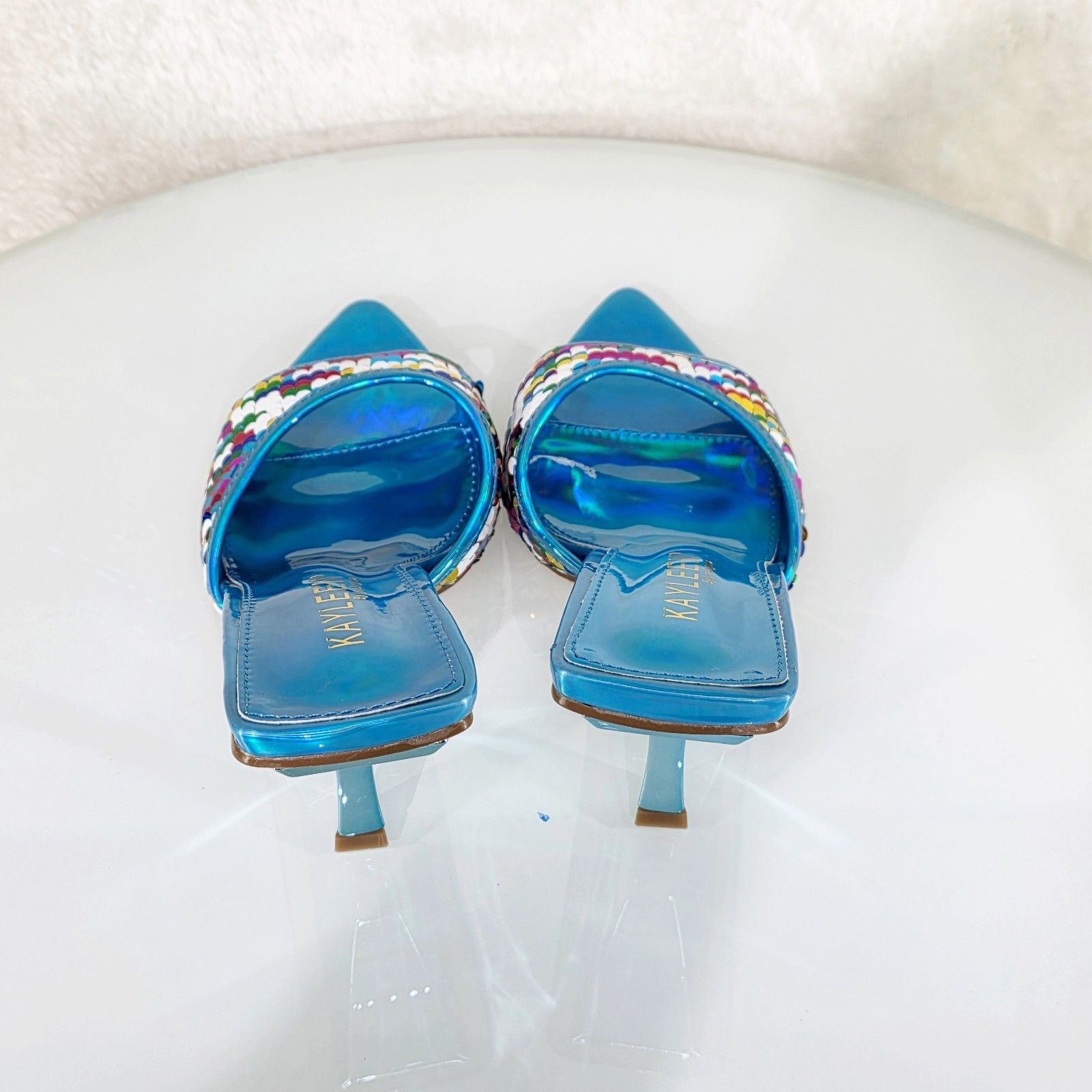 Other Festive Blue Sequin Slip On 2.5" Heel Casual Evening Party S Size US 6 / IT 36 - 4 Thumbnail