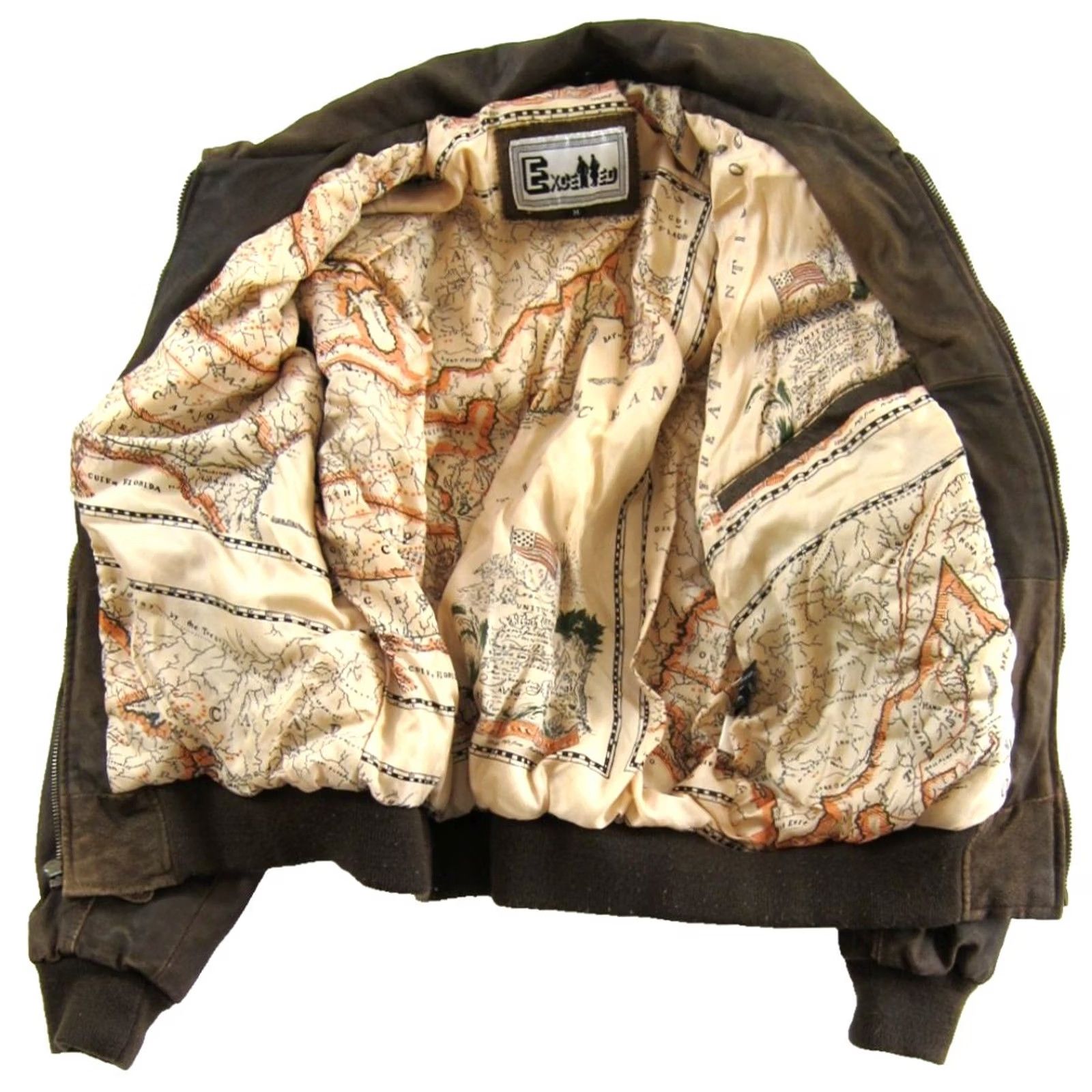 Vintage VINTAGE Excelled Bomber Jacket Men Medium Distressed Leather Boeing Flight Jacket Brown 100% Leather Zipper Hood Winter Fall Spring Shot Mens Size US M / EU 48-50 / 2 - 6 Thumbnail