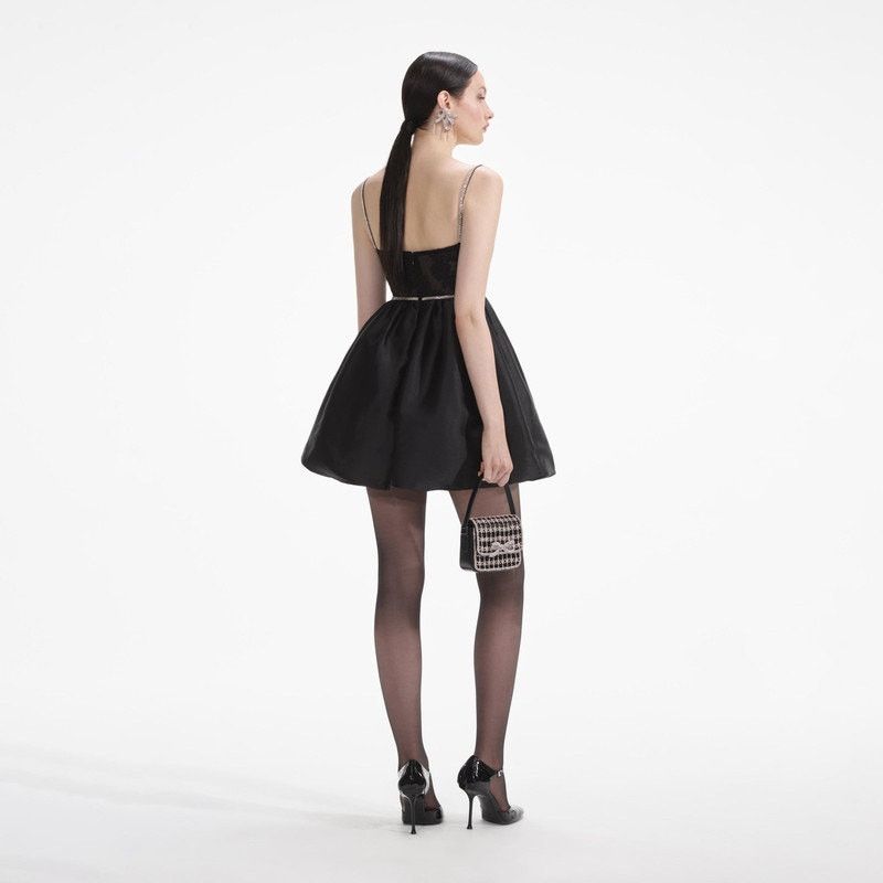 Self-Portrait Self Portrait Black Taffeta Diamante Mini Dress sz US4 UK8 Size S / US 4 / IT 40 - 16 Thumbnail