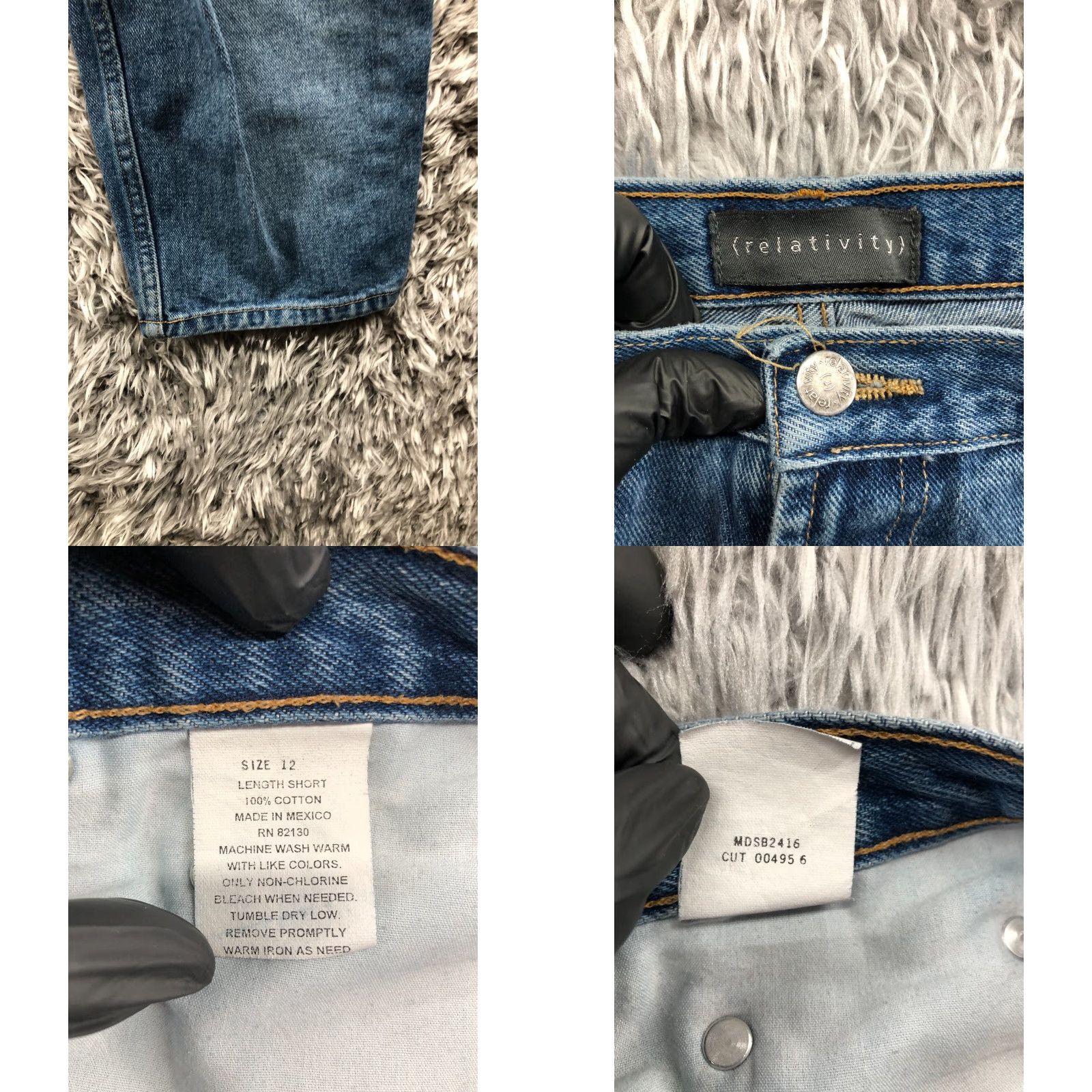 Denime Relativity Jeans Straight Womens Mid Rise Blue Denim Size 12 Short Regular 27in 5-Pocket Classic Modern Size 34" / US 12 / IT 48 - 8 Thumbnail
