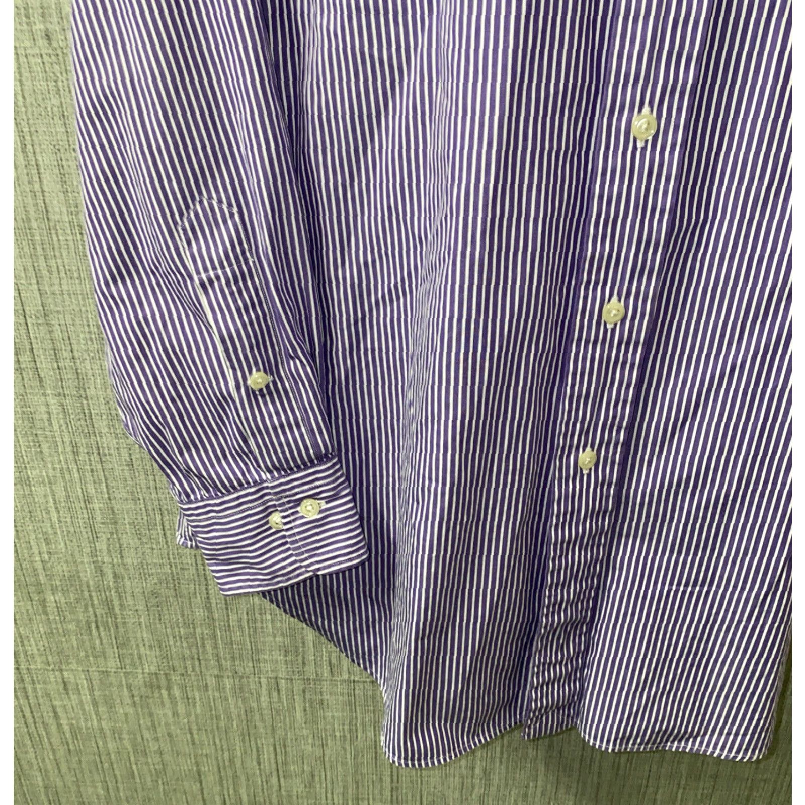 Polo Ralph Lauren Polo Ralph Lauren Striped Dress Shirt Mens 15.5 Purple/White Long Sleeve Button-Down Size 40R - 4 Thumbnail