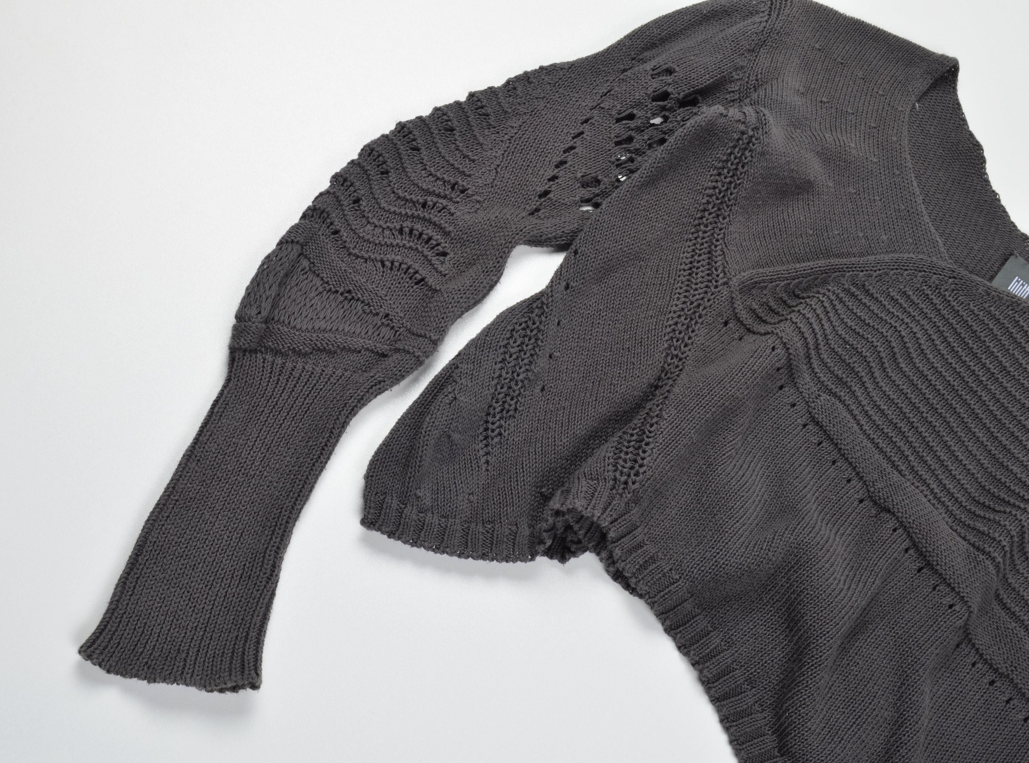 Other Lilith Y2K Cropped Asymmetrical Pointelle Open Knit Sweater Size S / US 4 / IT 40 - 6 Thumbnail