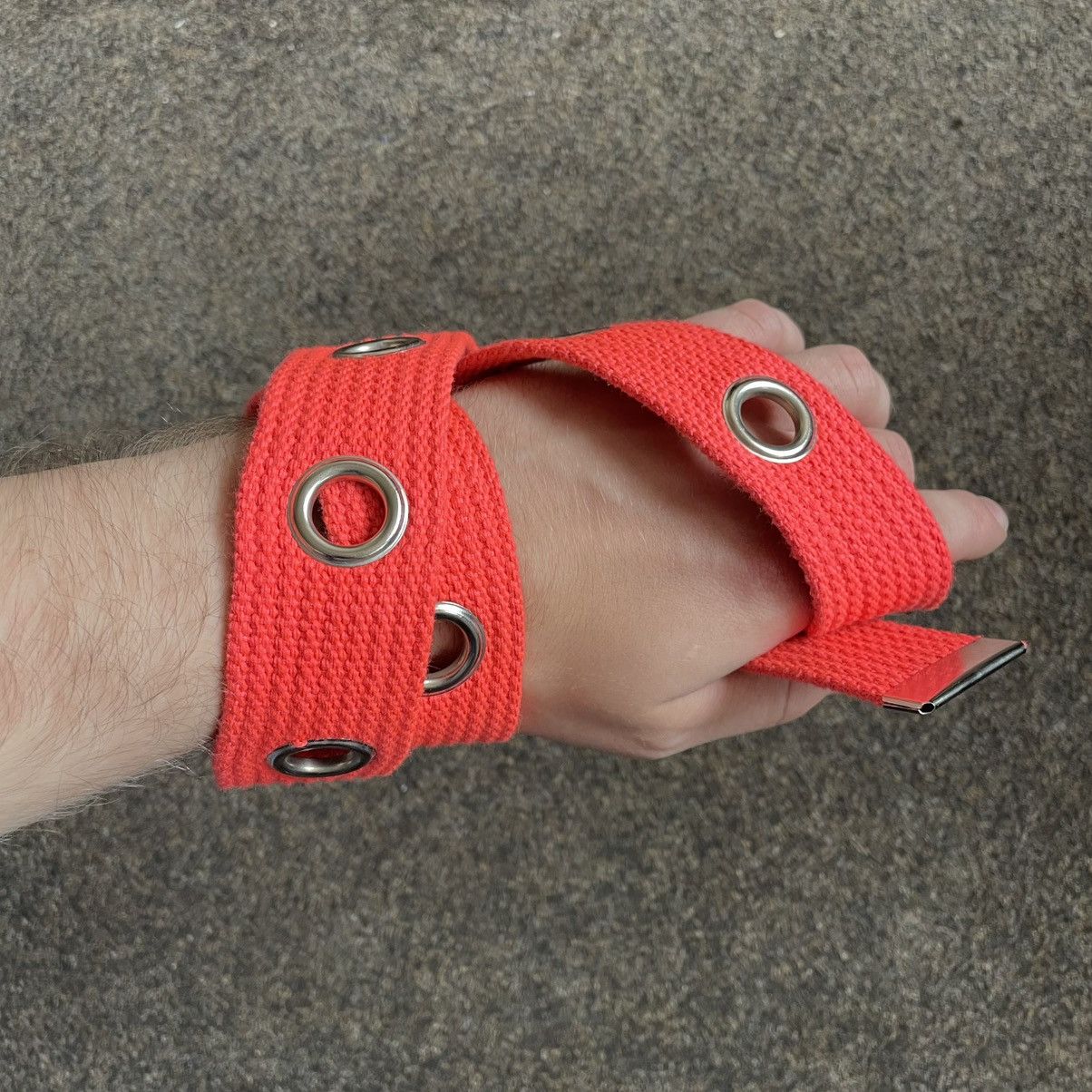 Vintage Vintage 90s Japanese Goth Alt Red Canvas Belt Buckle Slim OS Size ONE SIZE - 2 Thumbnail