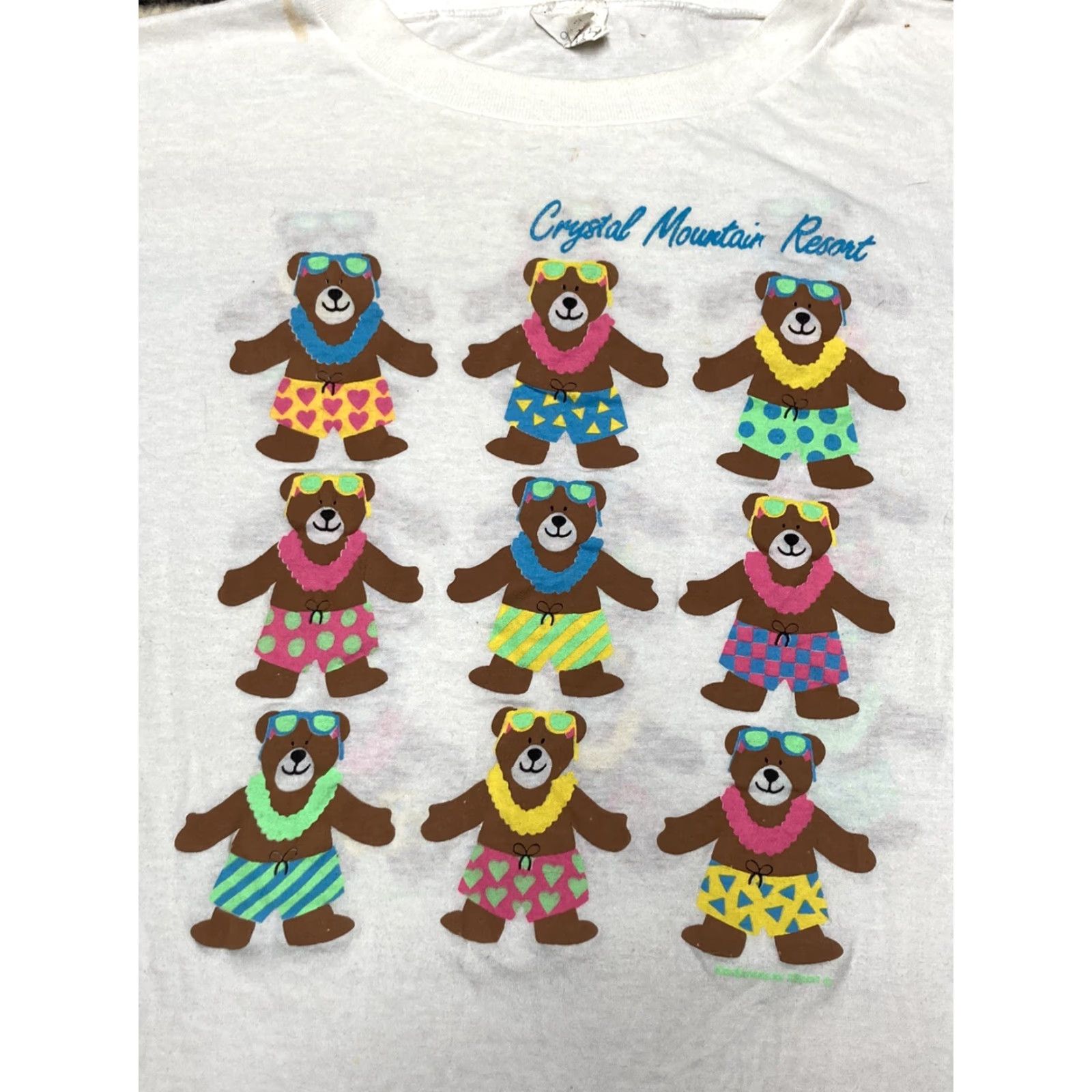 Vintage VINTAGE crystal mountain resort graphic T shirt teddy bears beach OSFA XL tall Mens Size US XL / EU 56 / 4 - 2 Thumbnail