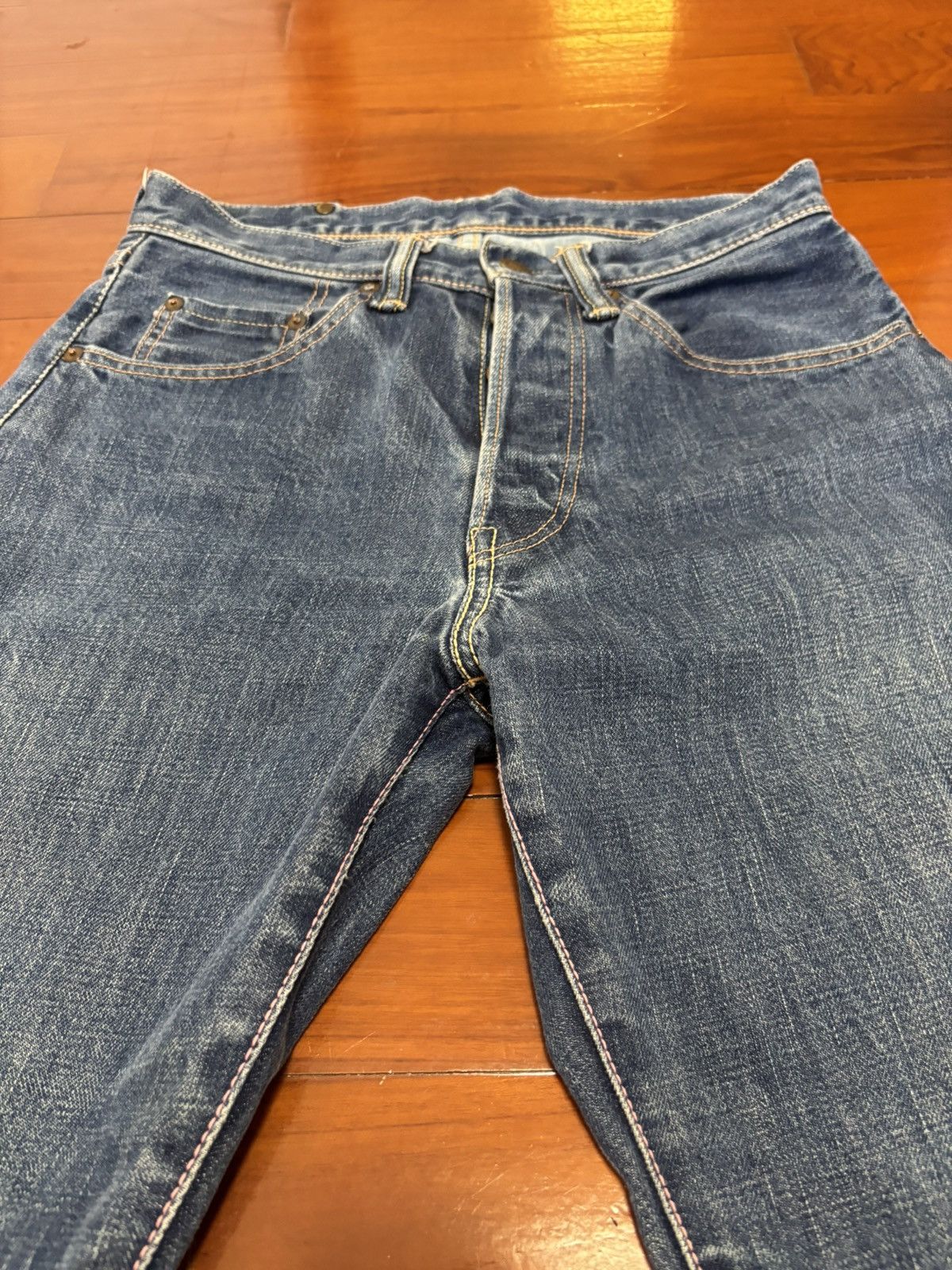 Momotaro Jeans Momotaro Japan Blue/Pink Selvedge Jeans Very Good Condition Size US 29 - 5 Thumbnail