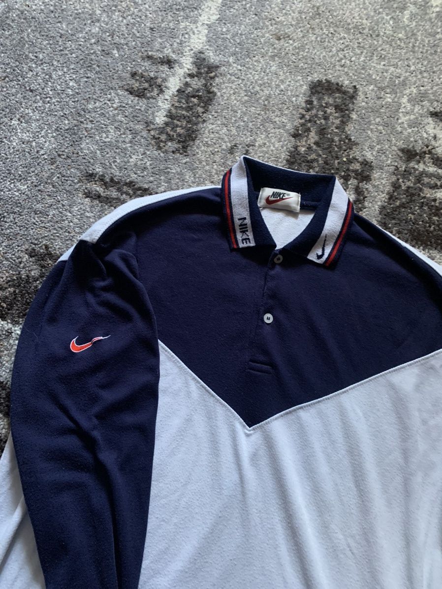 Nike × Vintage Nike vintage long sleeves small logo polo 90s Size US L / EU 52-54 / 3 - 1 Thumbnail
