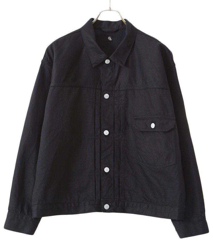 image of Kaptain Sunshine Trucker Jacket In Black Denim, Men's (Size Large)