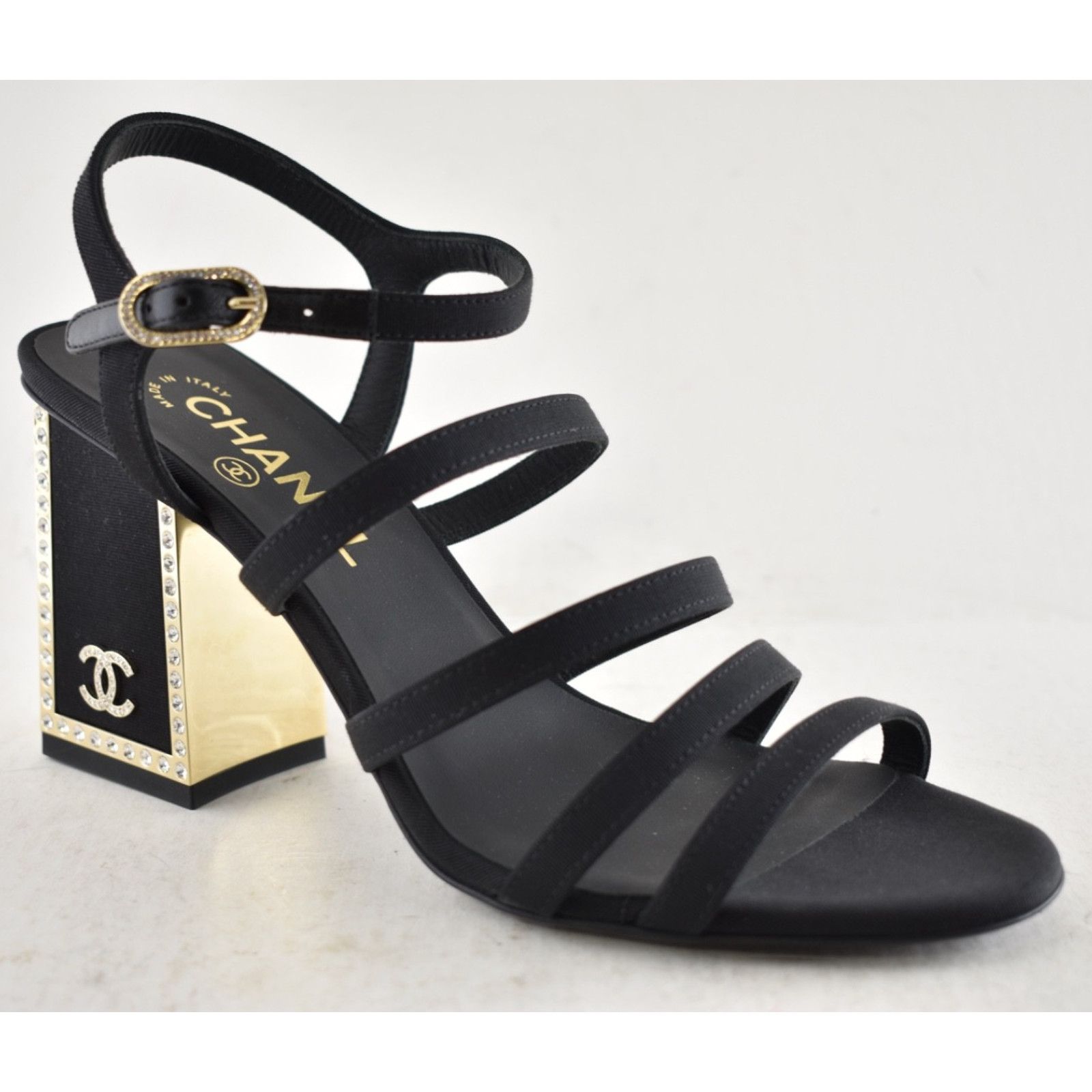 Chanel Chanel Crystal CC Logo Block Heel Sandals 37.5 Size US 7.5 / IT 37.5 - 6 Thumbnail