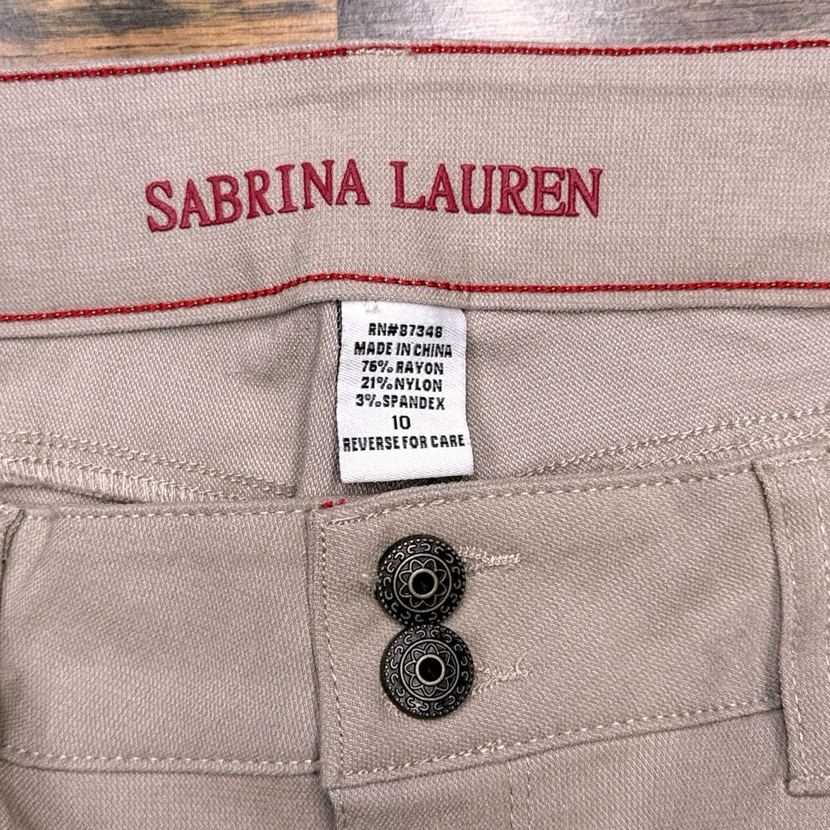 Vintage Sabrina Lauren Pants Womens 10 Tan Mid Rise Ultra Stretch Slim Tapered Cropped Straight Leg City Casual Travel Size 32" / US 10 / IT 46 - 4 Thumbnail
