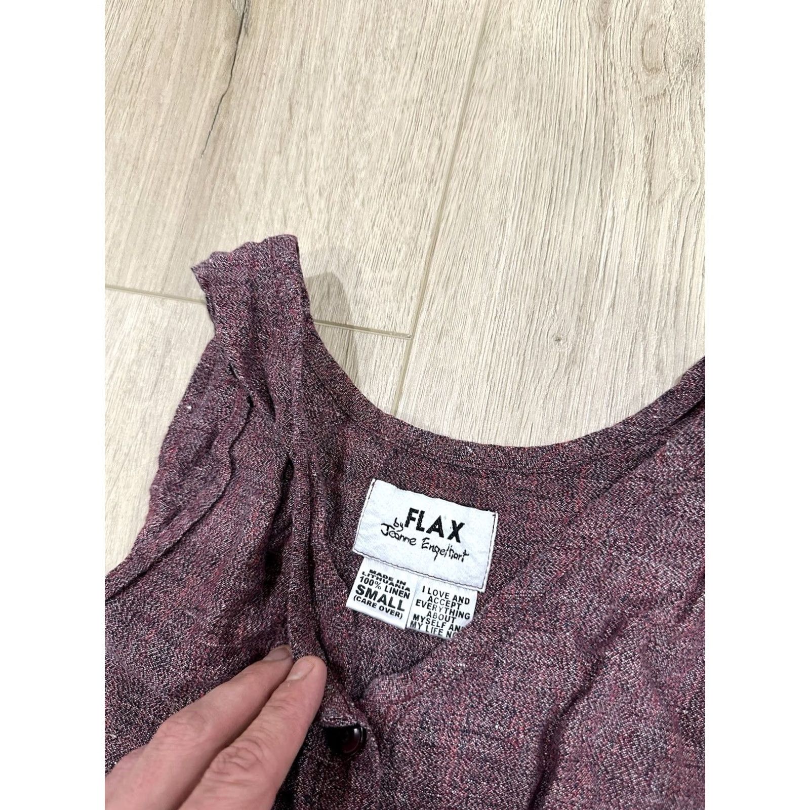 FLAX FLAX by Jeanne Engelhart Plum Linen Dress Sleeveless Button Size Small Women Long Pockets Size 28" / US 6 / IT 42 - 5 Thumbnail